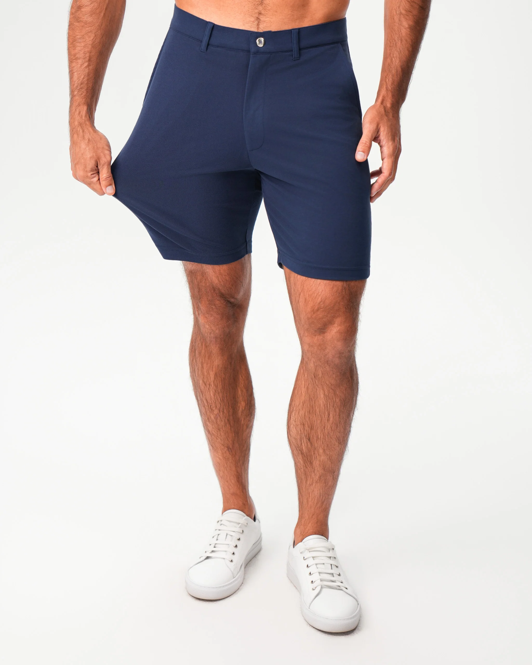 Athletic Fit Pique Shorts - Navy - Image 2