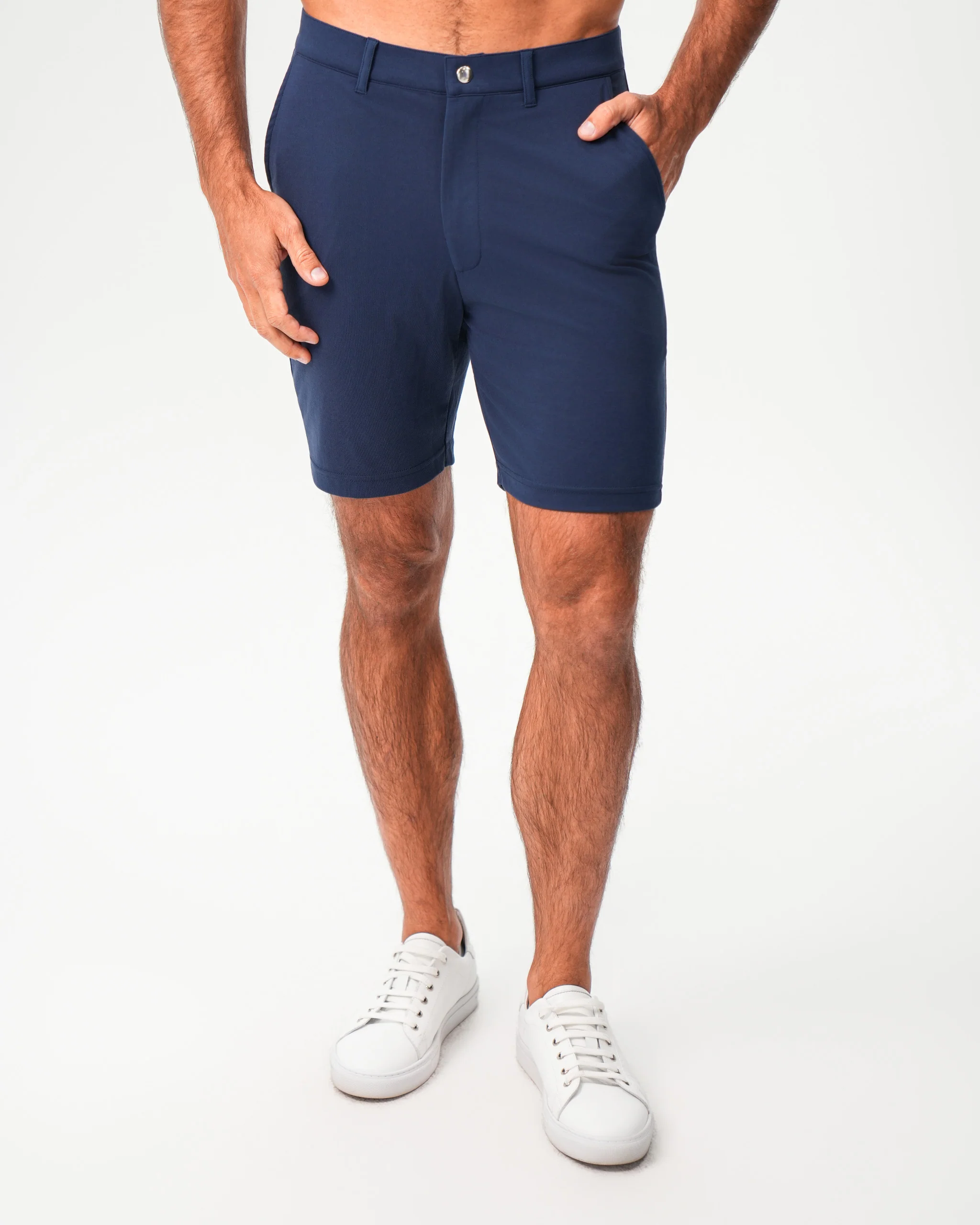 Athletic Fit Pique Shorts - Navy - Image 3