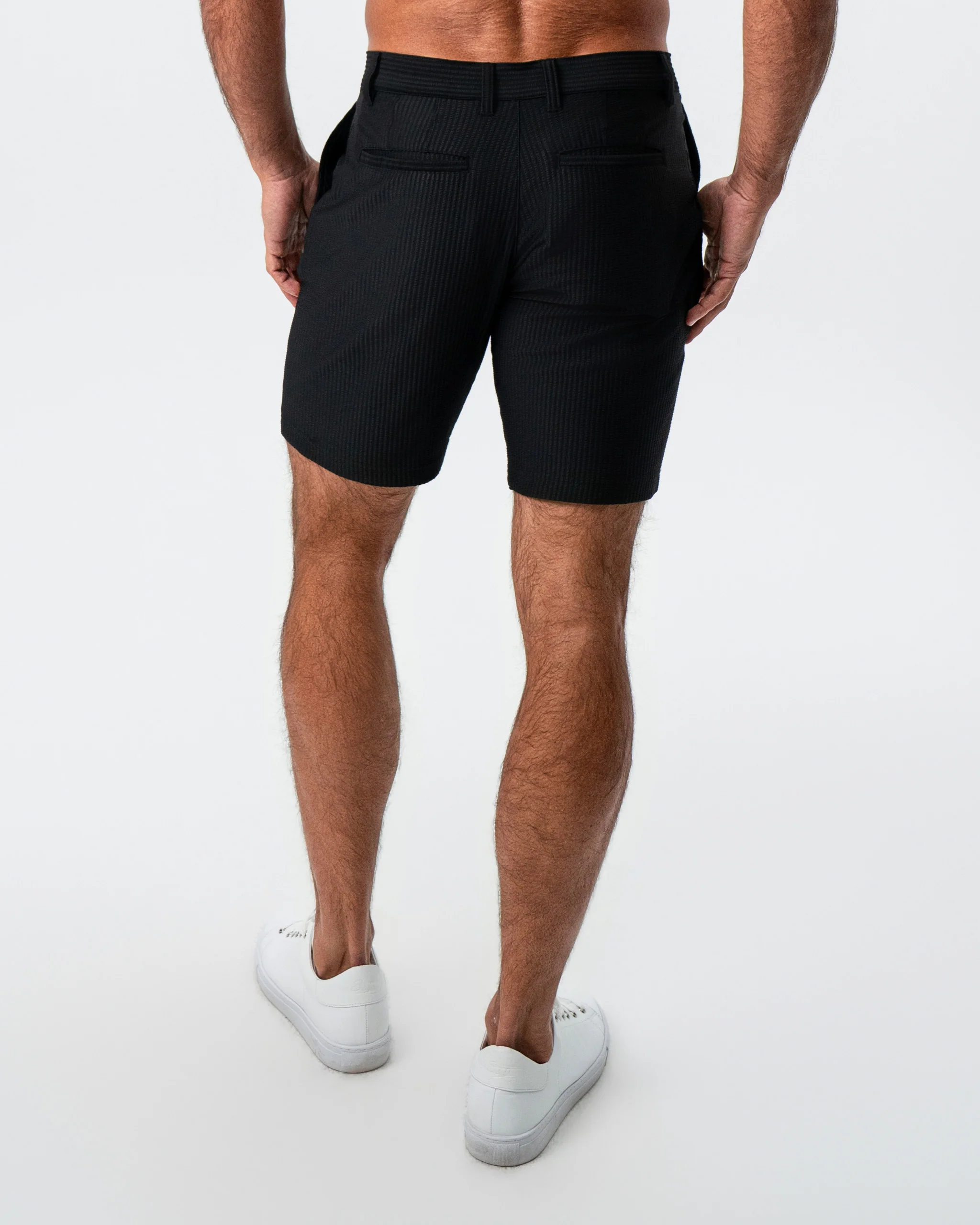 Athletic Fit Shorts - Black Seersucker - Image 3