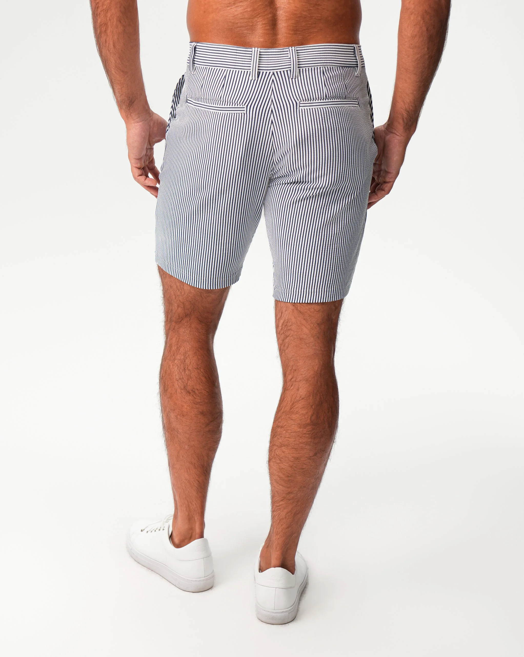 Athletic Fit Shorts - Navy & White Seersucker - Image 3