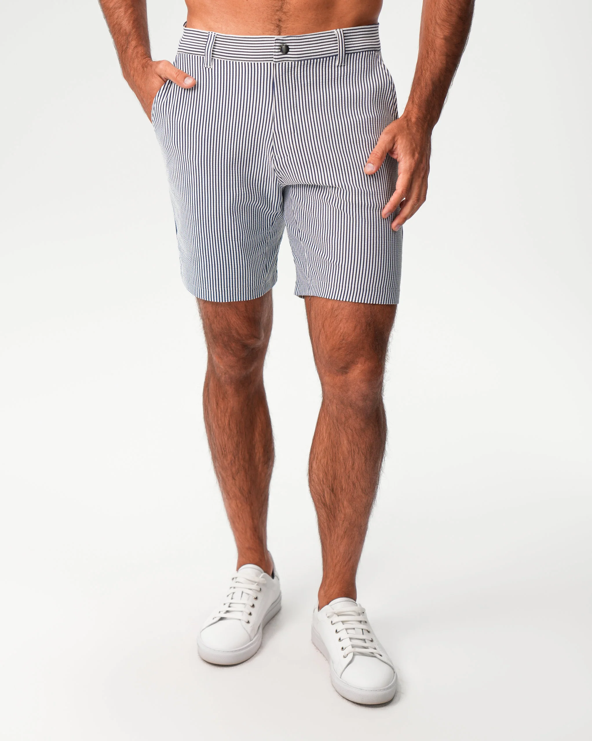 Athletic Fit Shorts - Navy & White Seersucker - Image 5