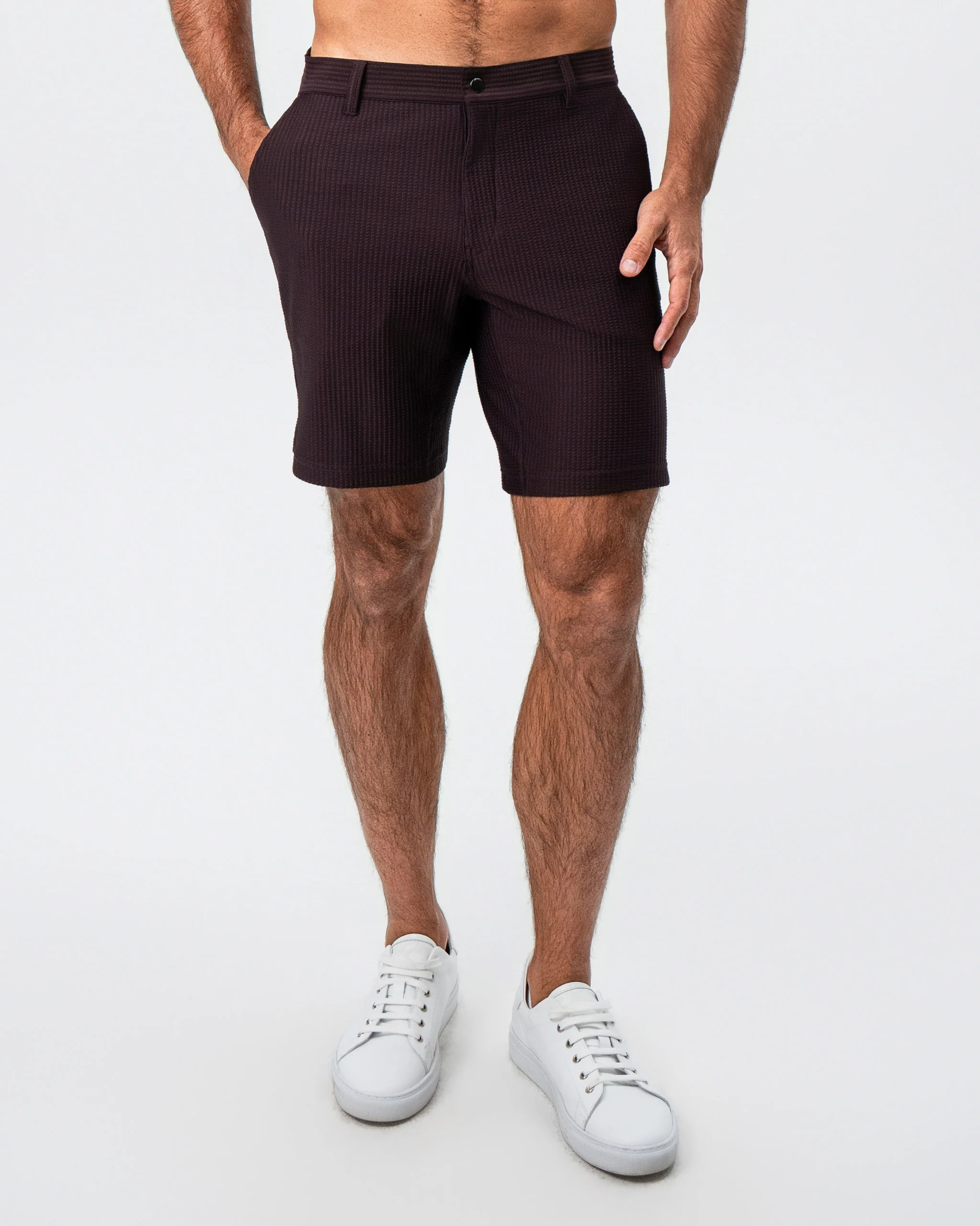 Athletic Fit Shorts - Plum Seersucker - Image 5