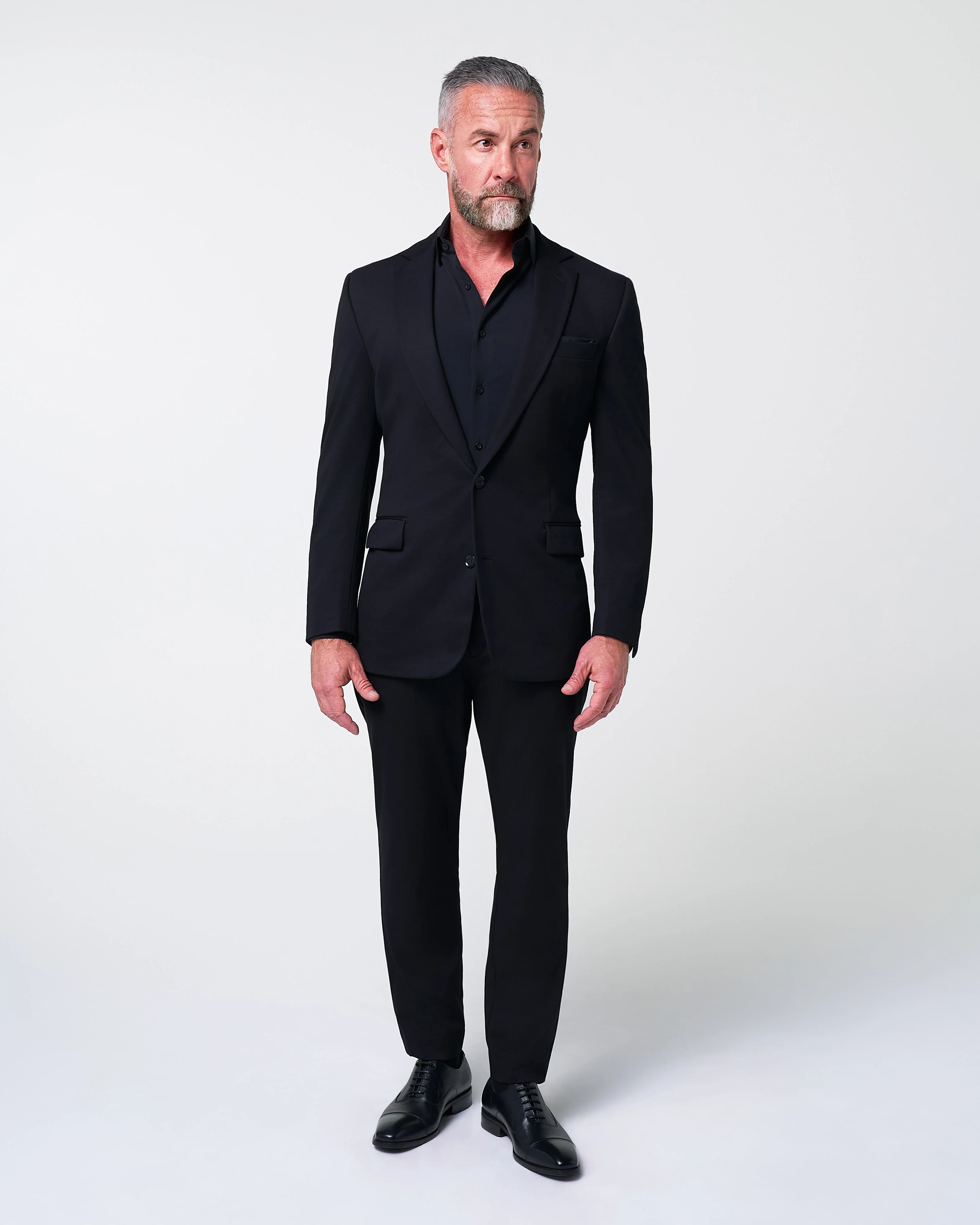 Athletic Fit Stretch Blazer - Black - Image 3