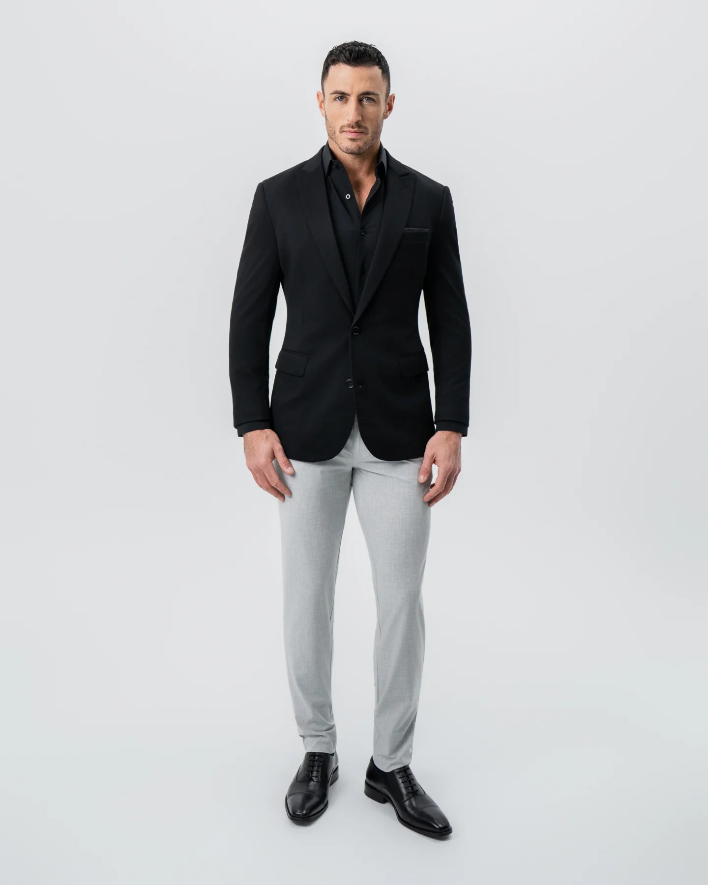 Athletic Fit Stretch Blazer - Black - Pick Stitch - Image 3