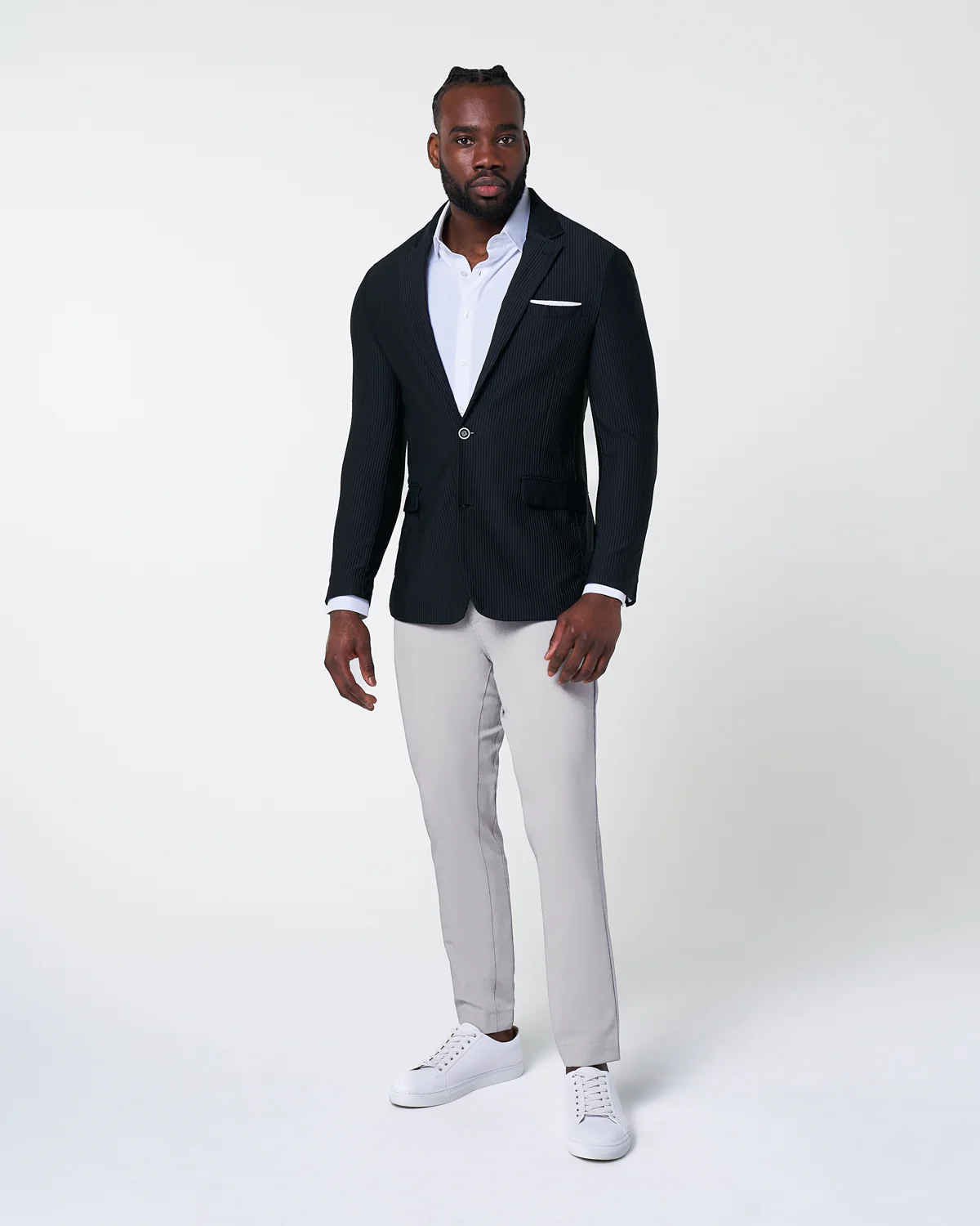 Athletic Fit Stretch Blazer - Black Seersucker - Image 3