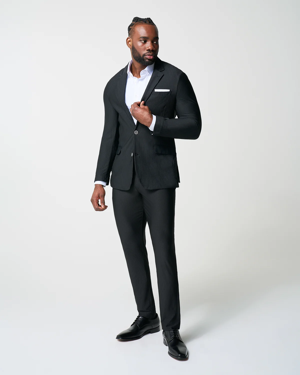 Athletic Fit Stretch Blazer - Black Seersucker - Image 5