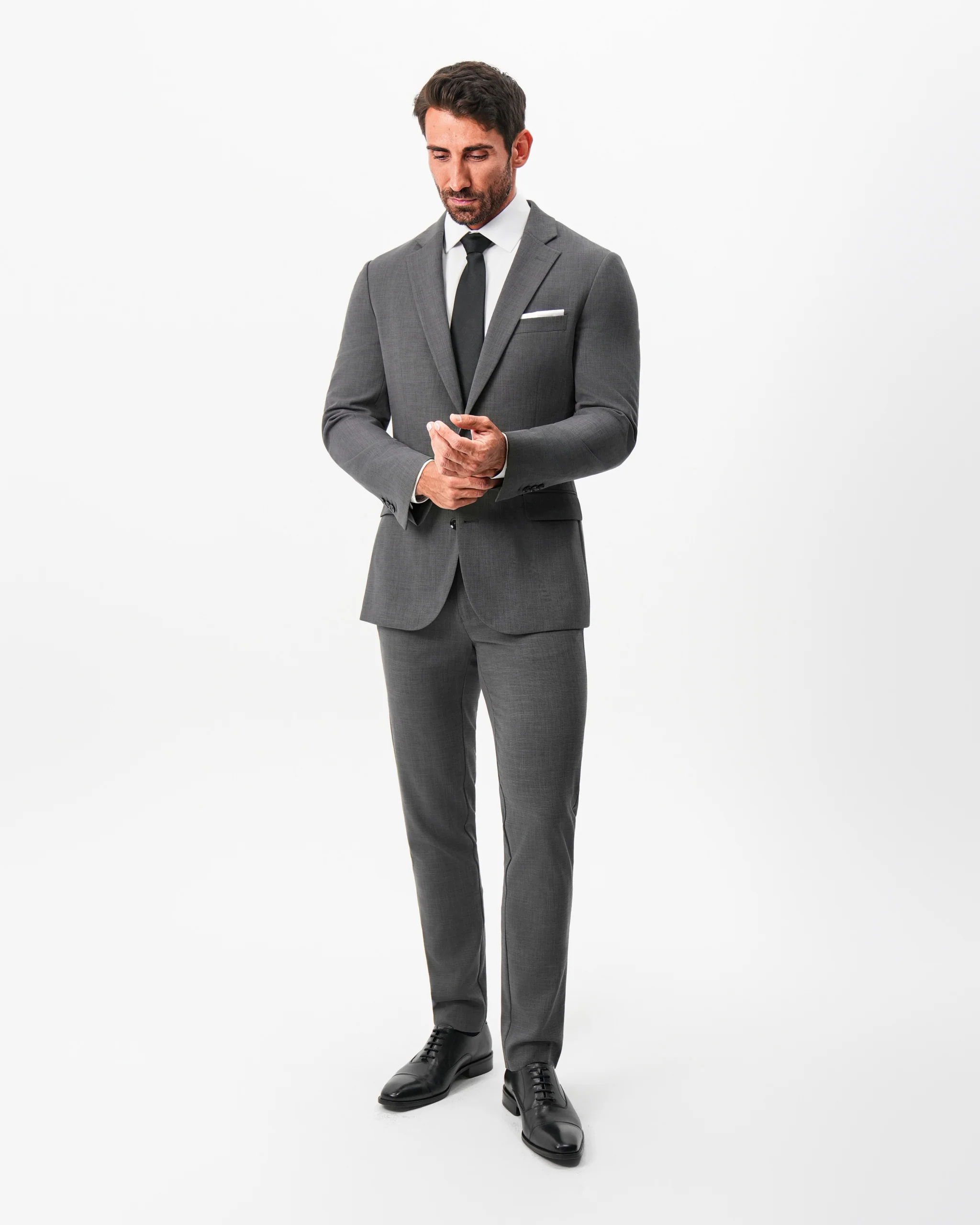 Athletic Fit Stretch Blazer - Dark Grey Crosshatch - Image 3