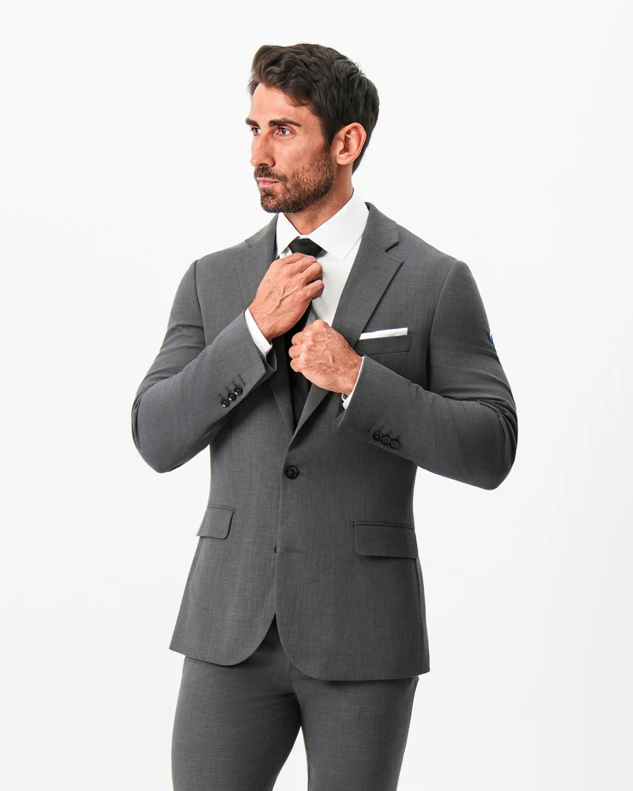 Athletic Fit Stretch Blazer - Dark Grey Crosshatch - Image 4