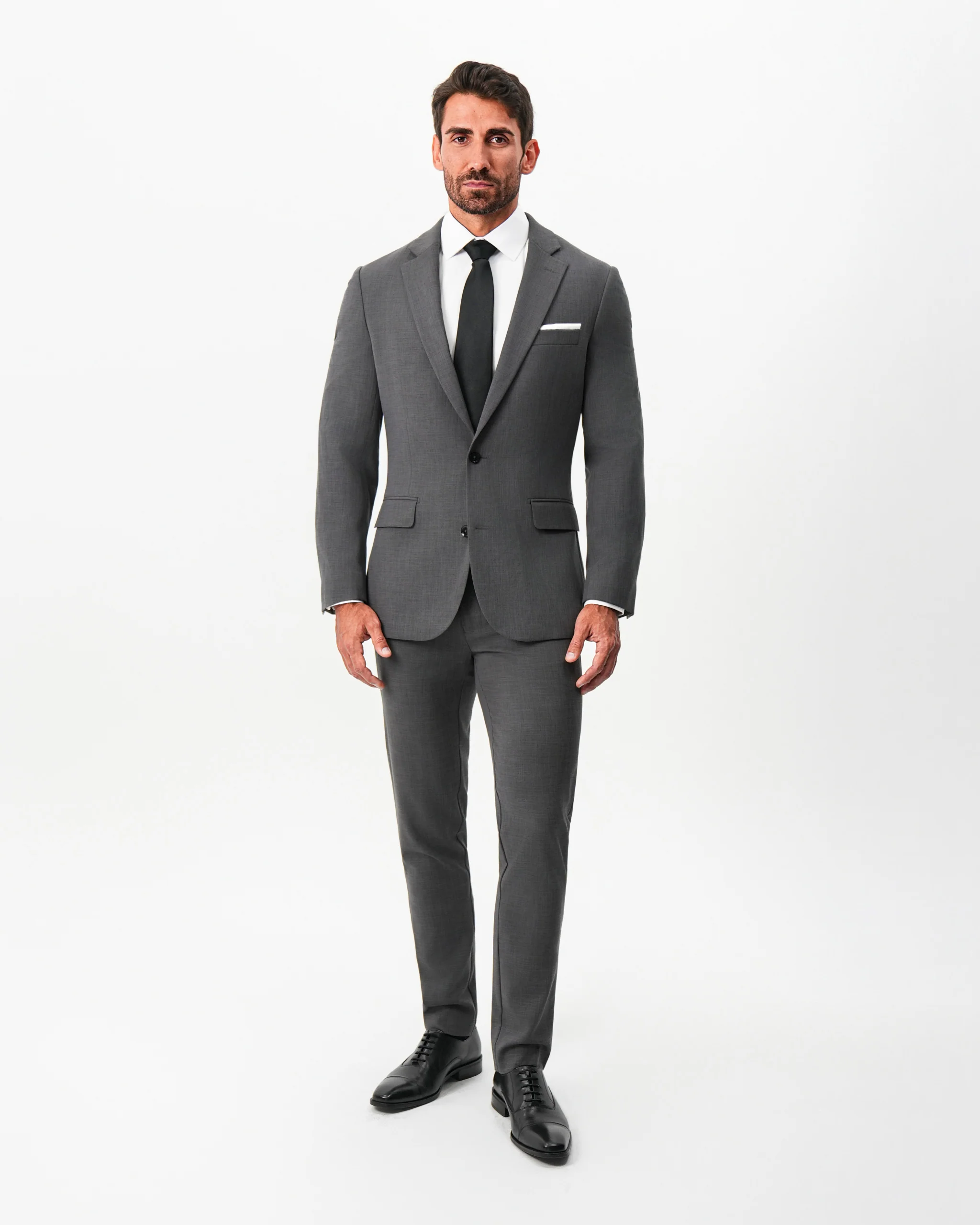 Athletic Fit Stretch Blazer - Dark Grey Crosshatch - Image 6