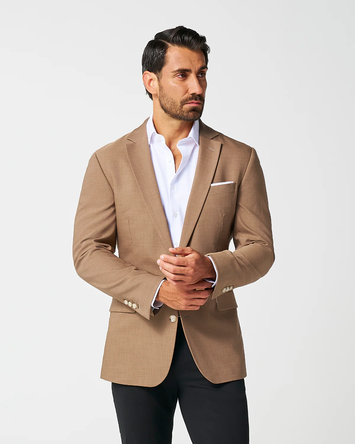 Athletic Fit Stretch Blazer - Heathered Cappuccino - Image 5