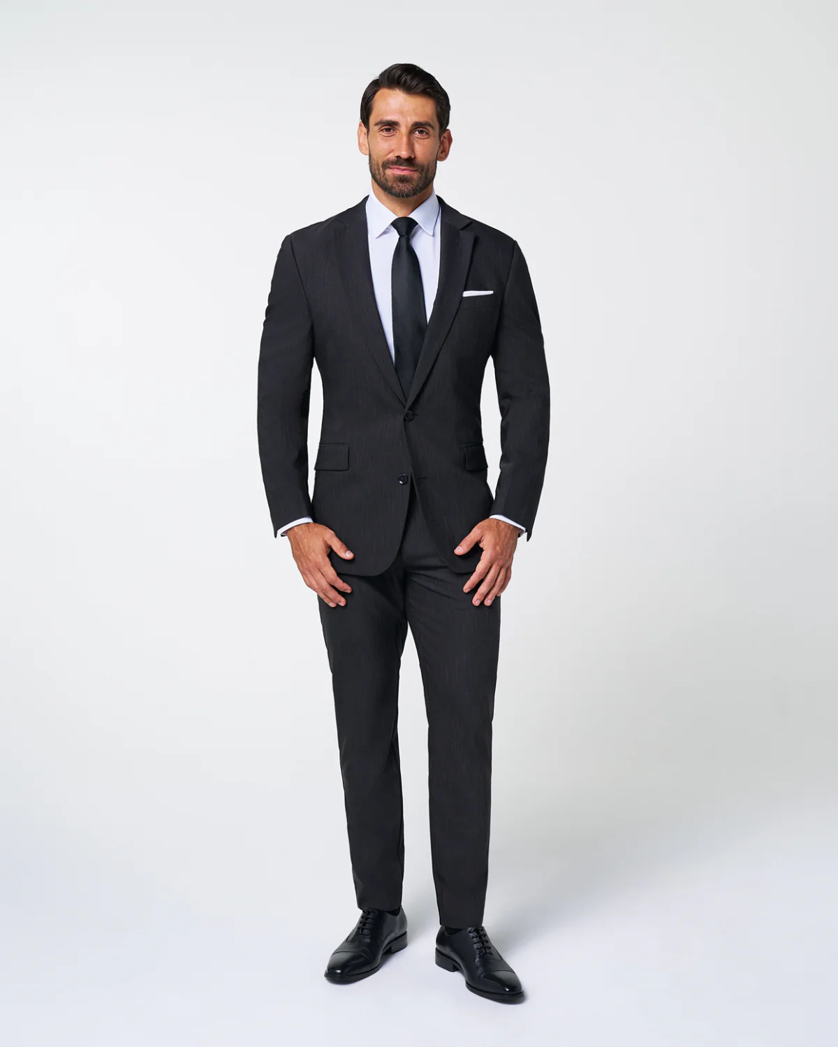 Athletic Fit Stretch Blazer - Heathered Charcoal - Image 3