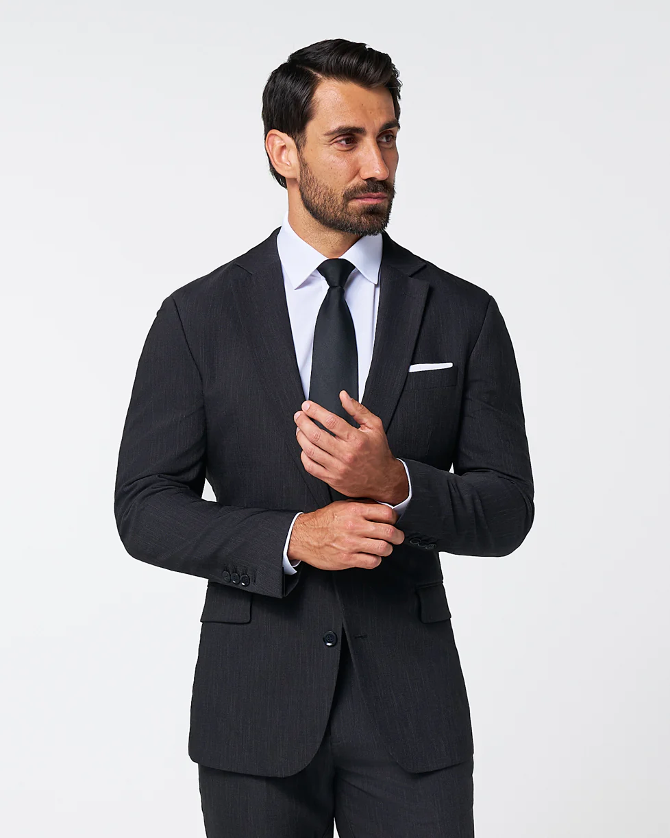Athletic Fit Stretch Blazer - Heathered Charcoal - Image 5