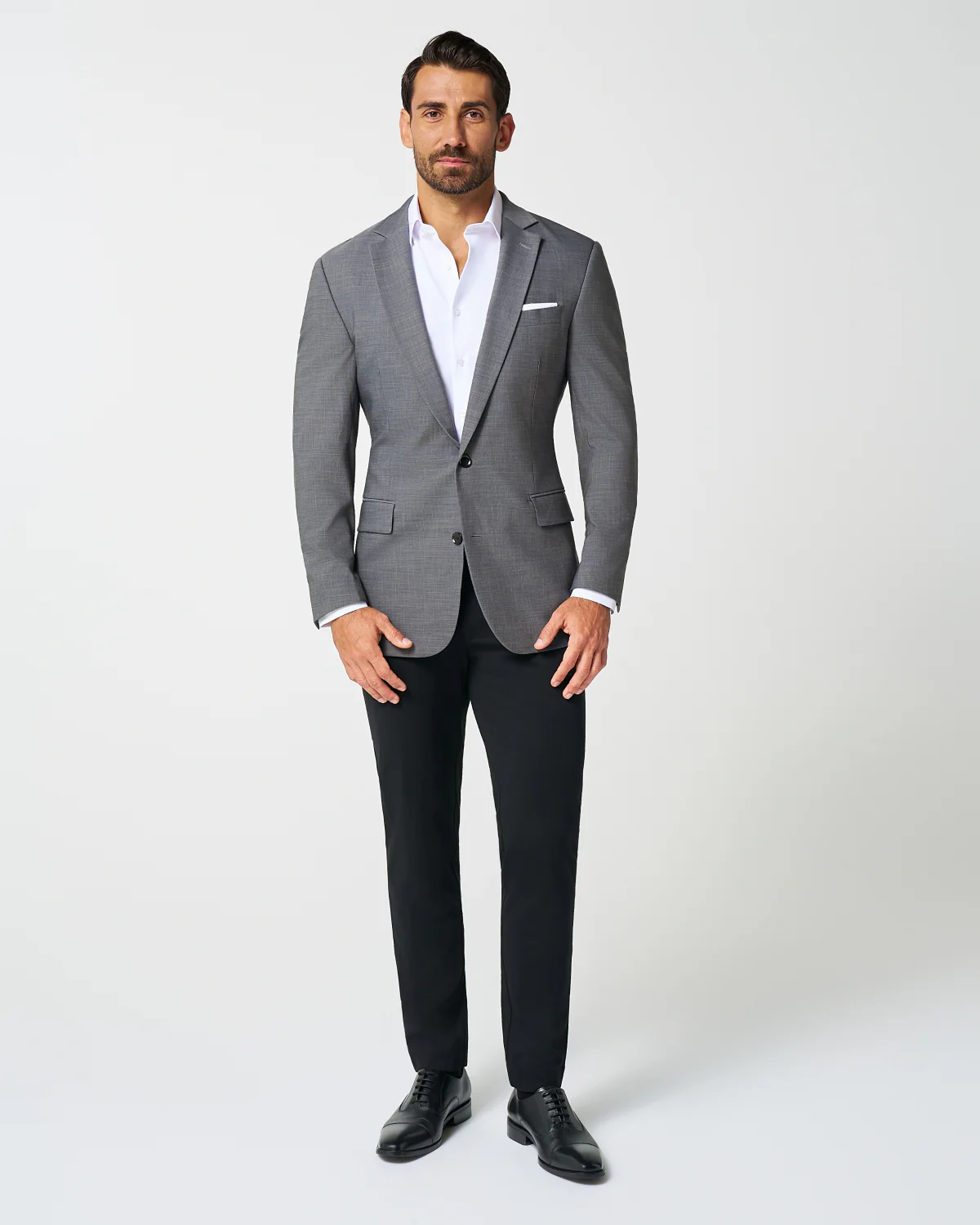 Athletic Fit Stretch Blazer - Heathered Grey - Image 3