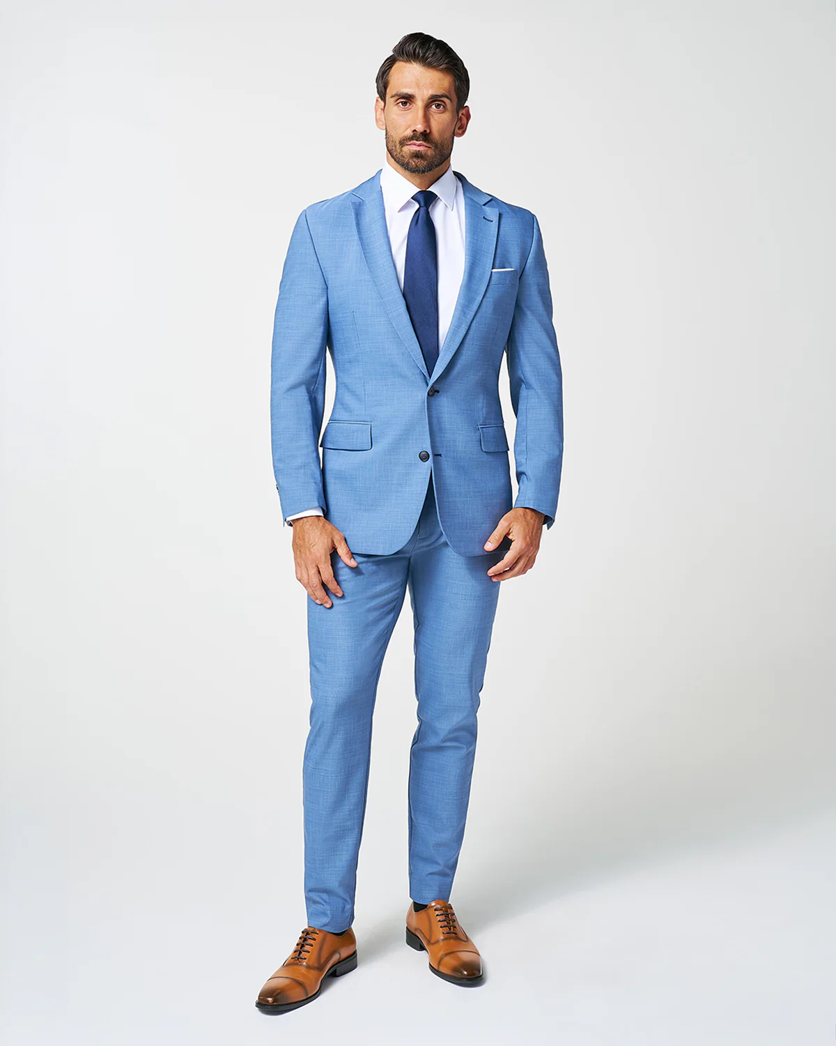Athletic Fit Stretch Blazer - Heathered Light Blue - Image 7
