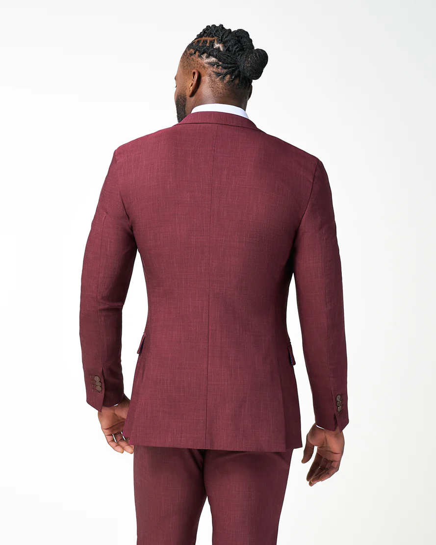 Athletic Fit Stretch Blazer - Heathered Maroon - Image 3