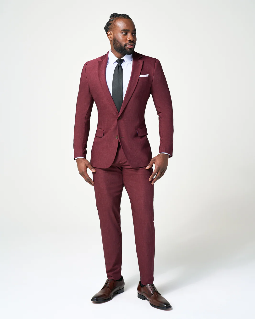 Athletic Fit Stretch Blazer - Heathered Maroon - Image 5