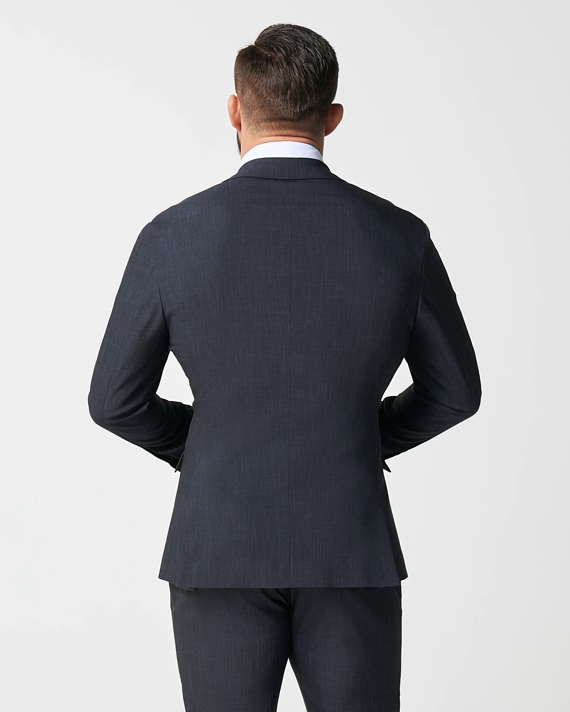 Athletic Fit Stretch Blazer - Heathered Midnight Navy - Image 4