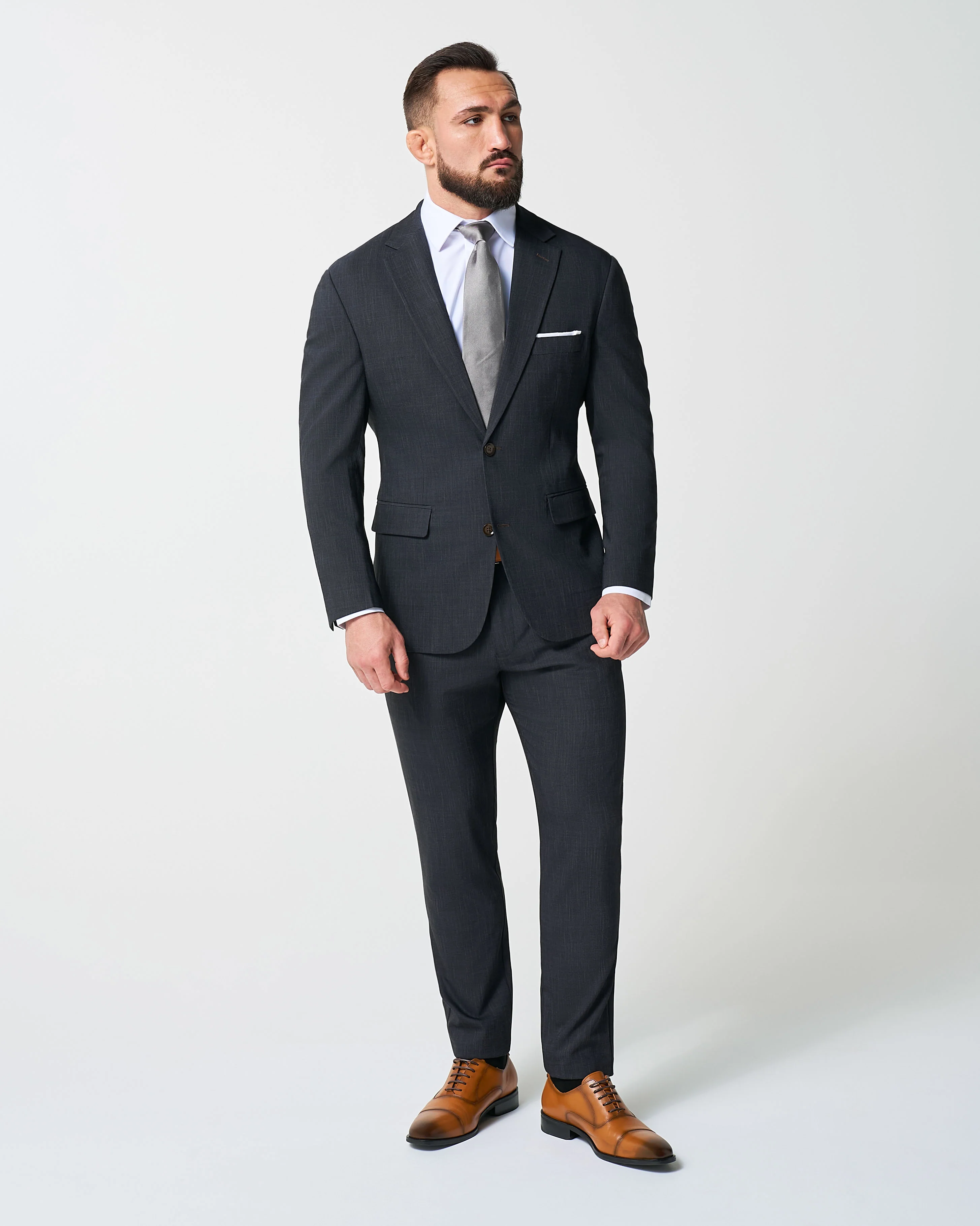 Athletic Fit Stretch Blazer - Heathered Midnight Navy - Image 5