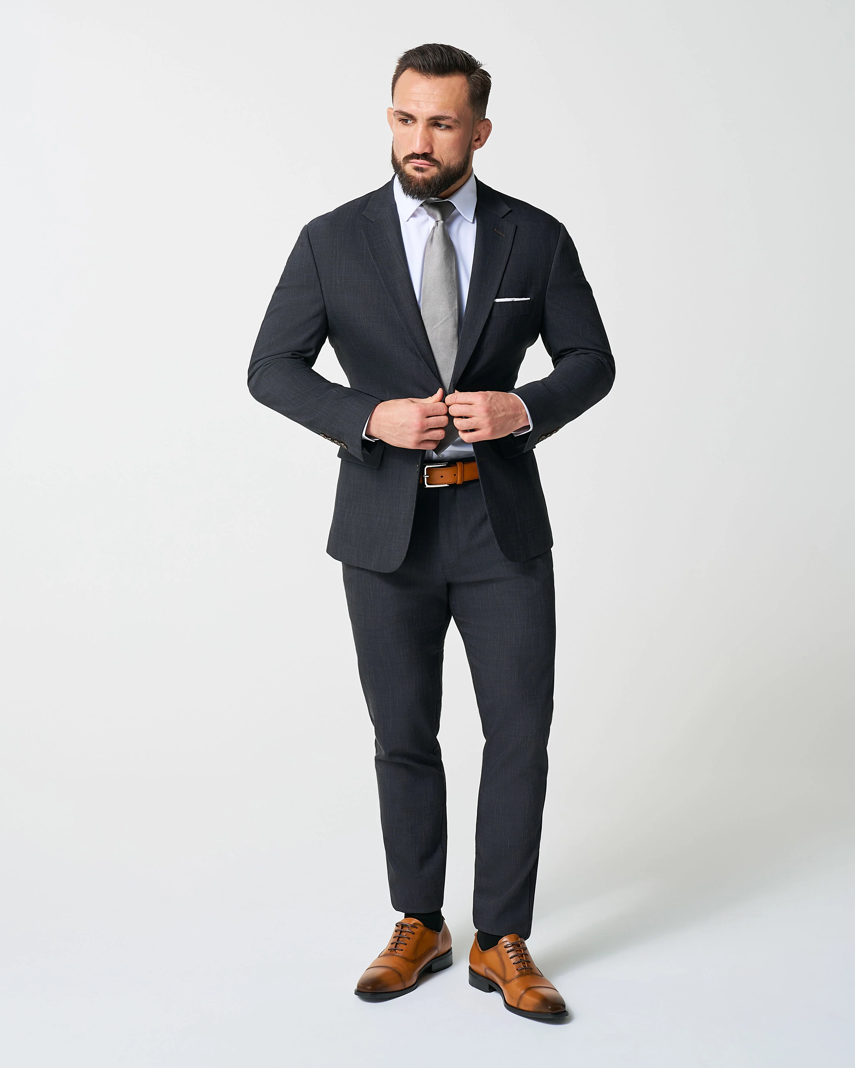 Athletic Fit Stretch Blazer - Heathered Midnight Navy - Image 7