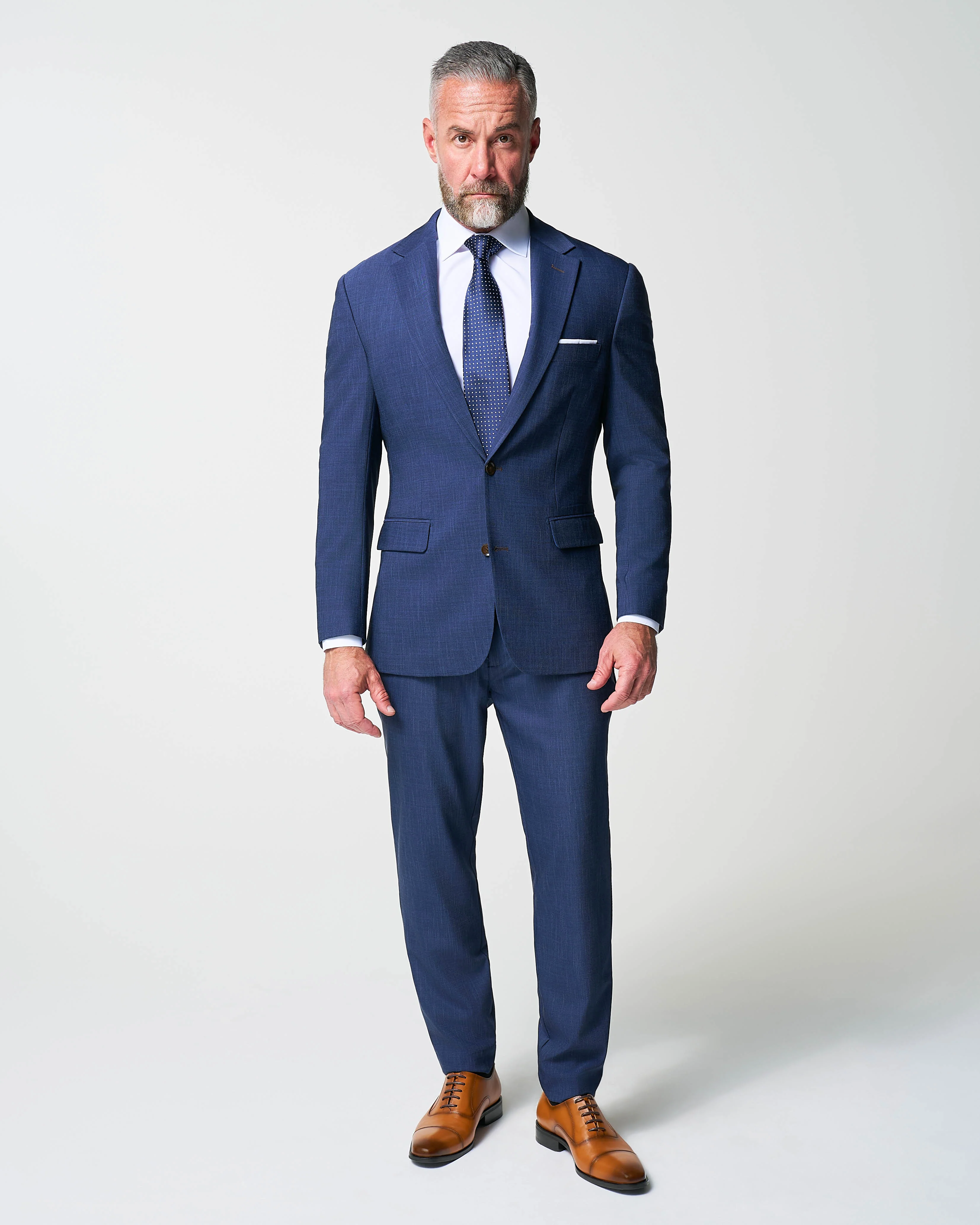 Athletic Fit Stretch Blazer - Heathered Navy - Image 4