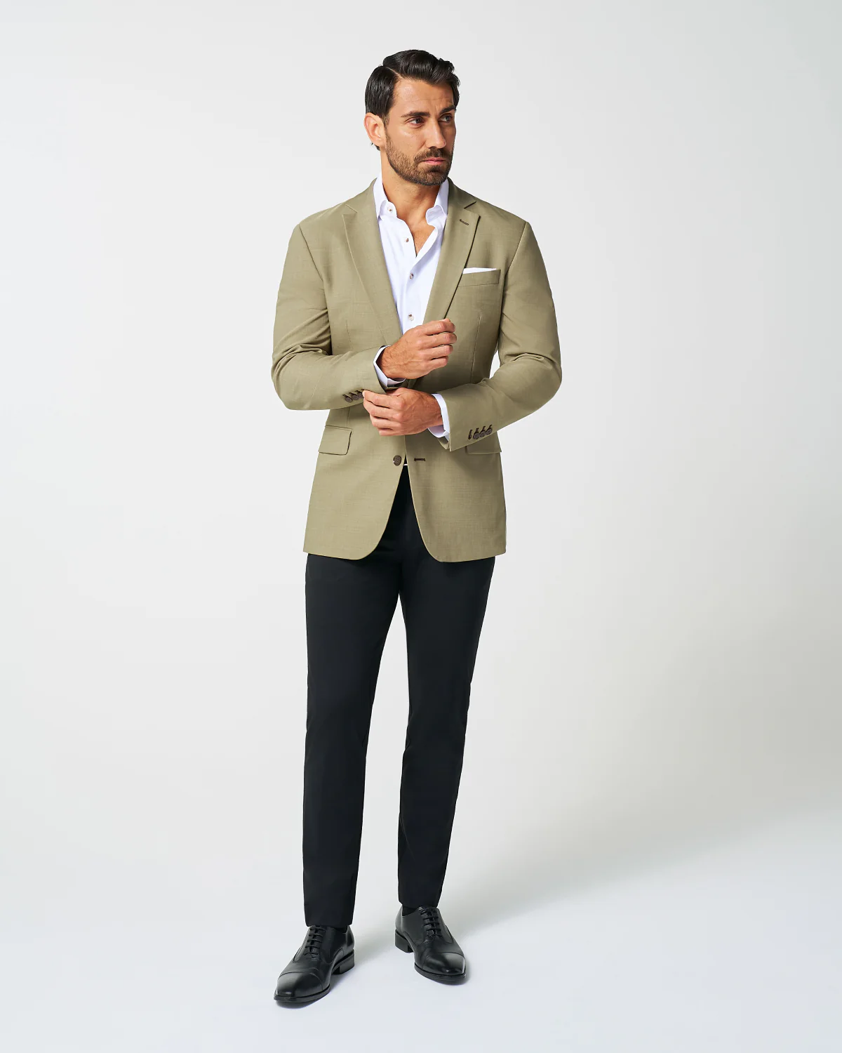 Athletic Fit Stretch Blazer - Heathered Olive - Image 3