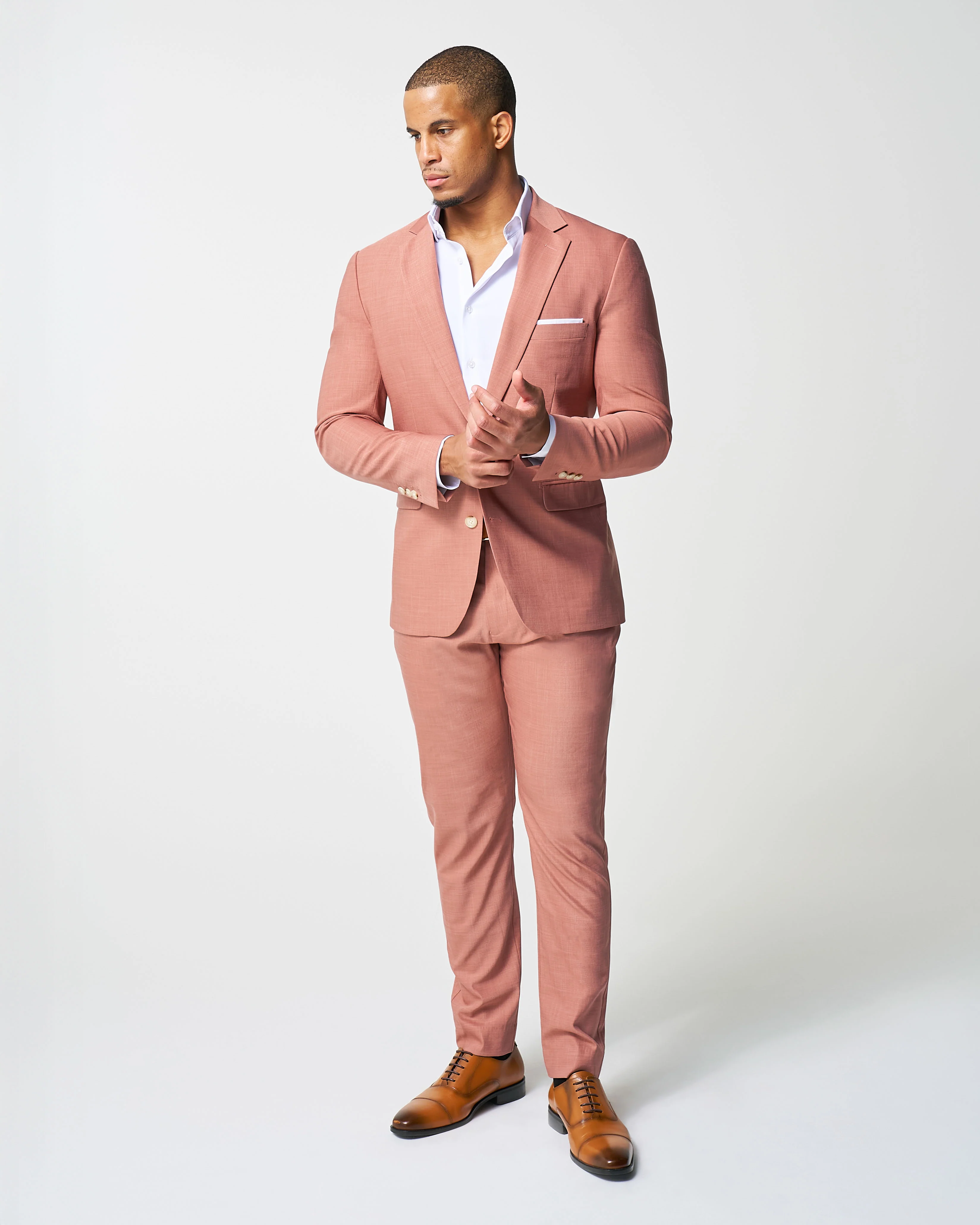 Athletic Fit Stretch Blazer - Heathered Salmon - Image 2