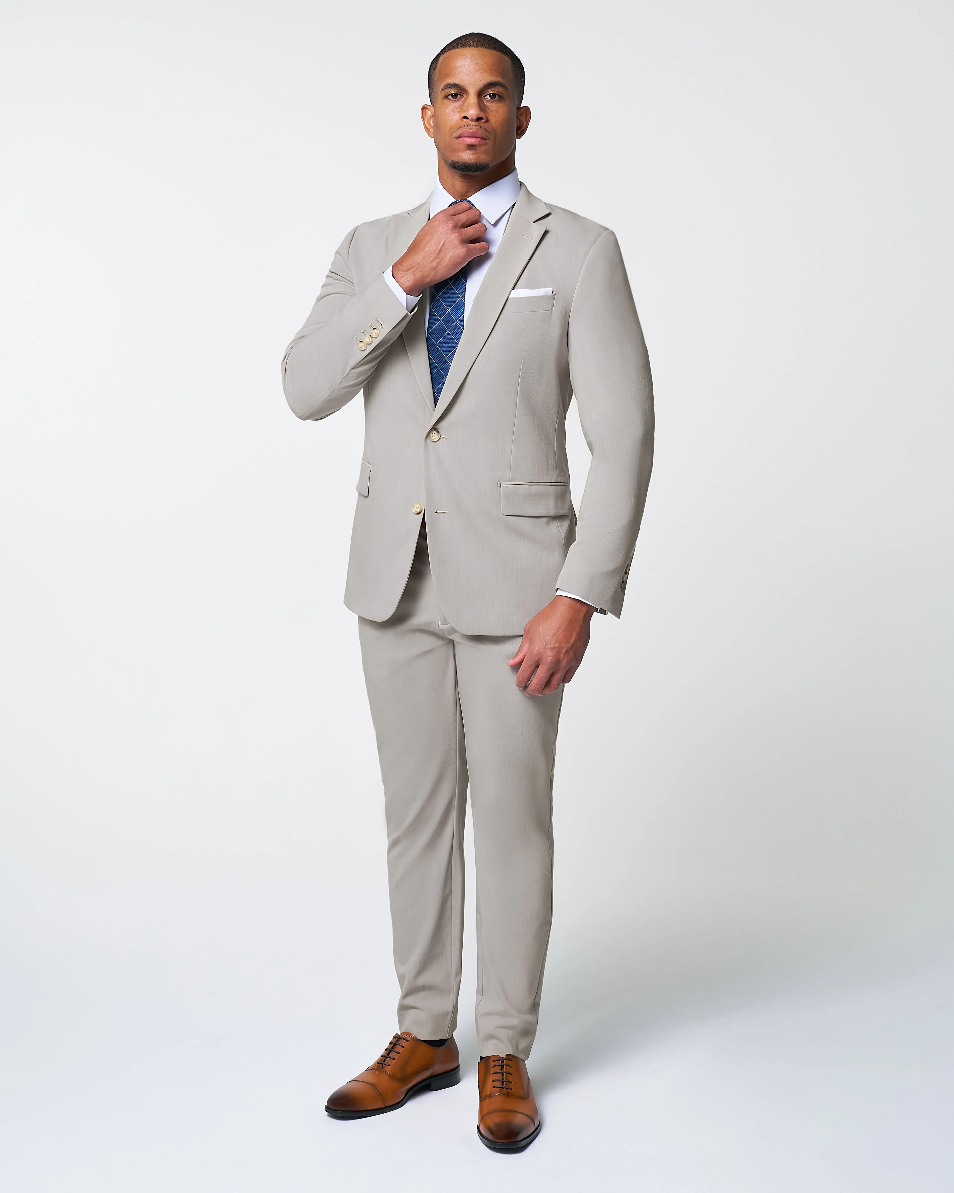 Athletic Fit Stretch Blazer - Heathered Stone - Image 5