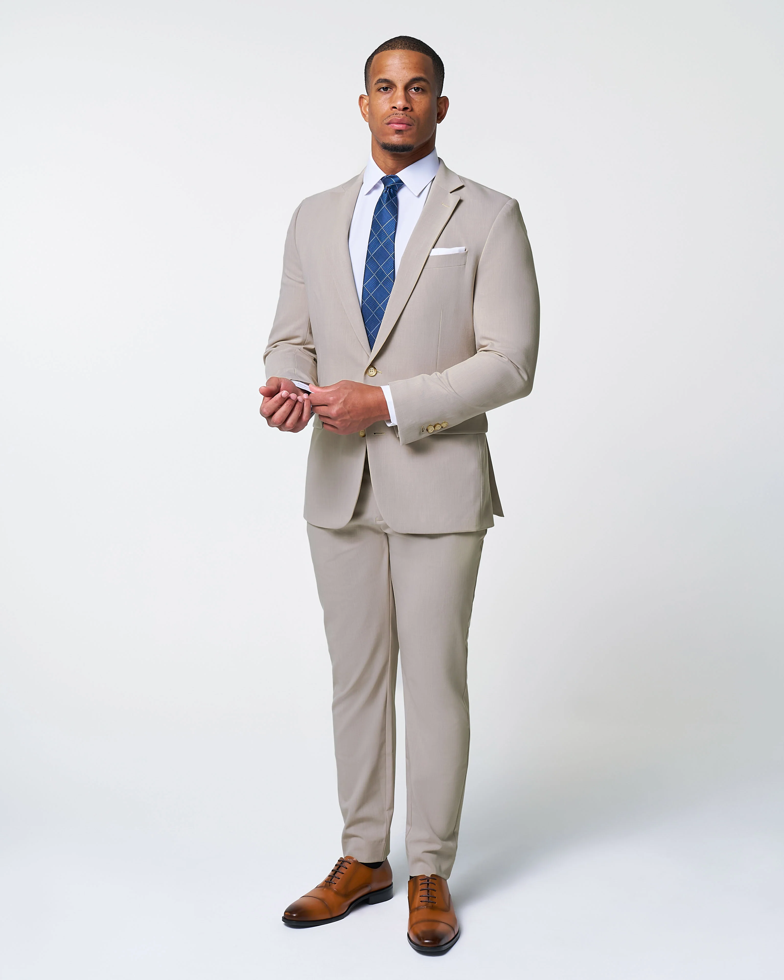 Athletic Fit Stretch Blazer - Heathered Stone - Image 6