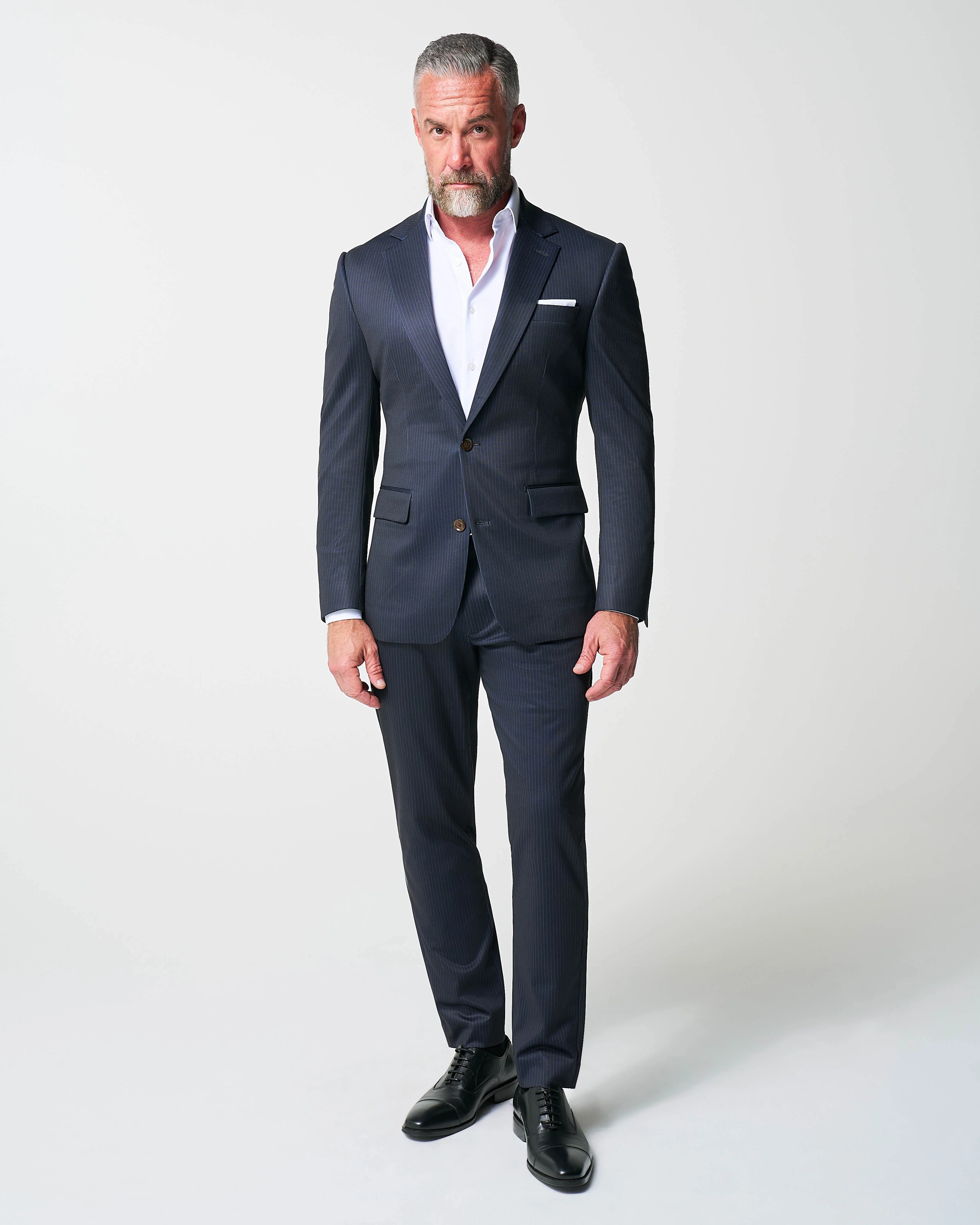 Athletic Fit Stretch Blazer - Knit Blue Chalk Stripe - Image 2