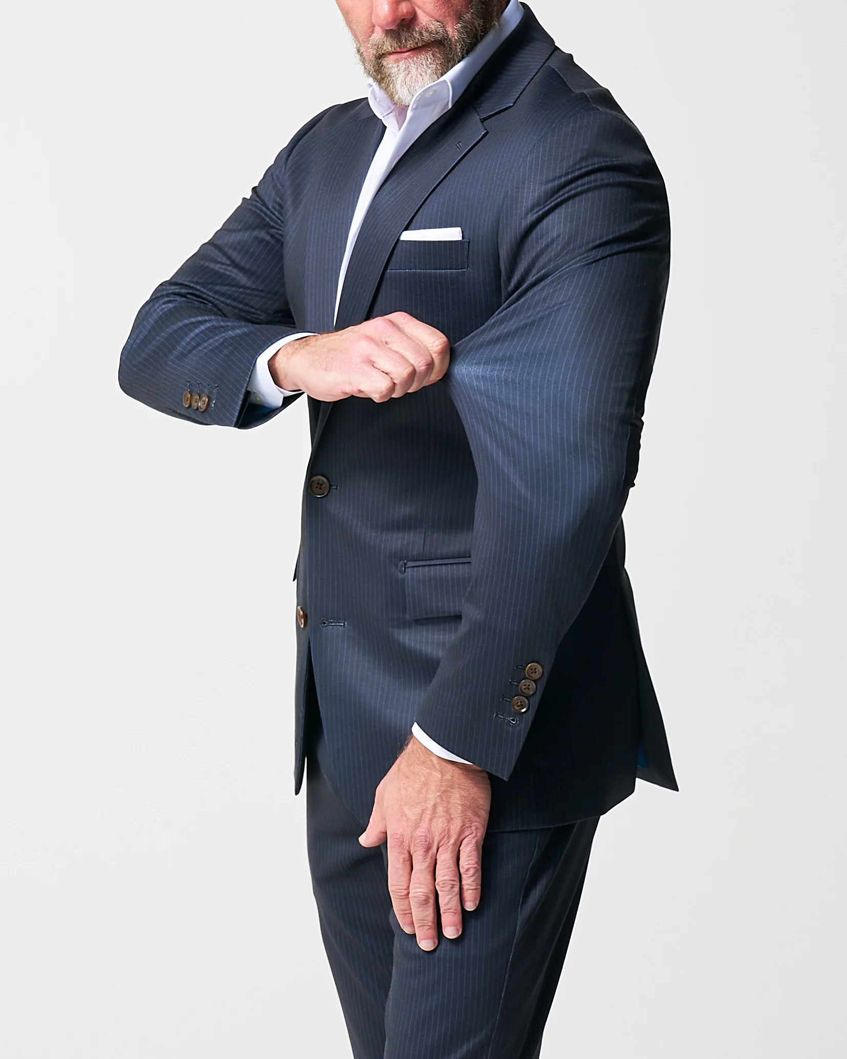 Athletic Fit Stretch Blazer - Knit Blue Chalk Stripe - Image 3