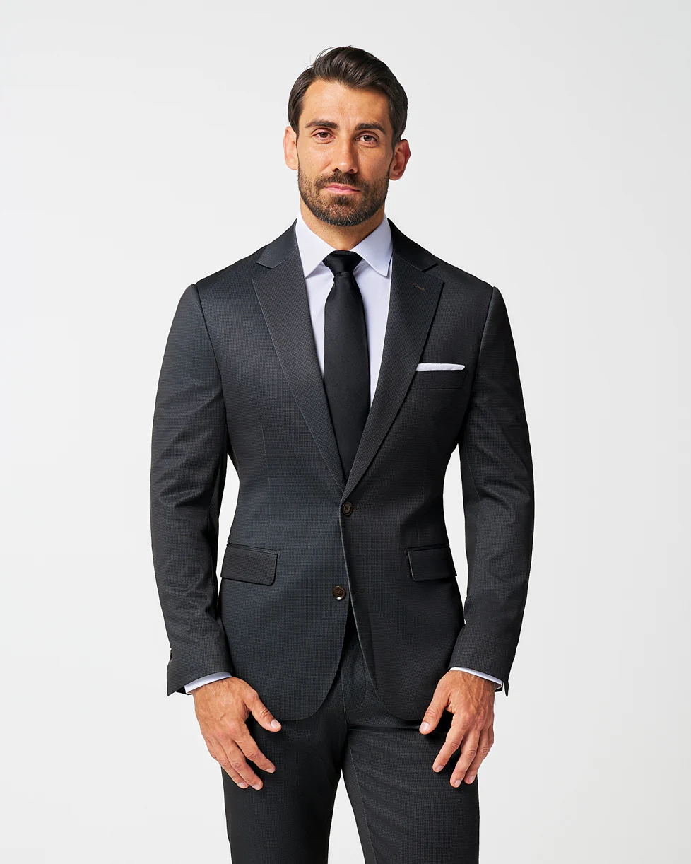 Athletic Fit Stretch Blazer - Charcoal Microcheck - Image 5