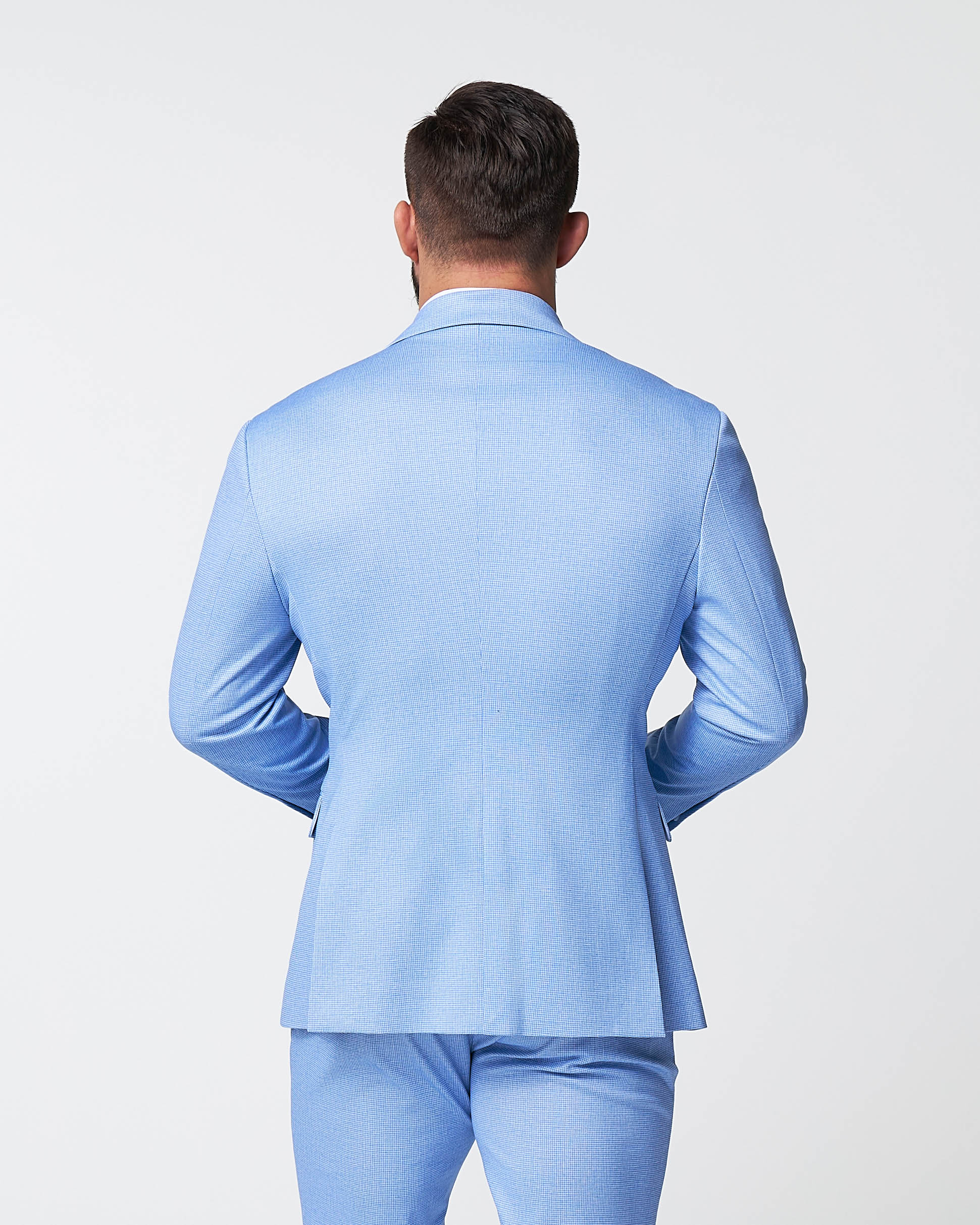 Athletic Fit Stretch Blazer - Light Blue Mini Houndstooth - Image 4