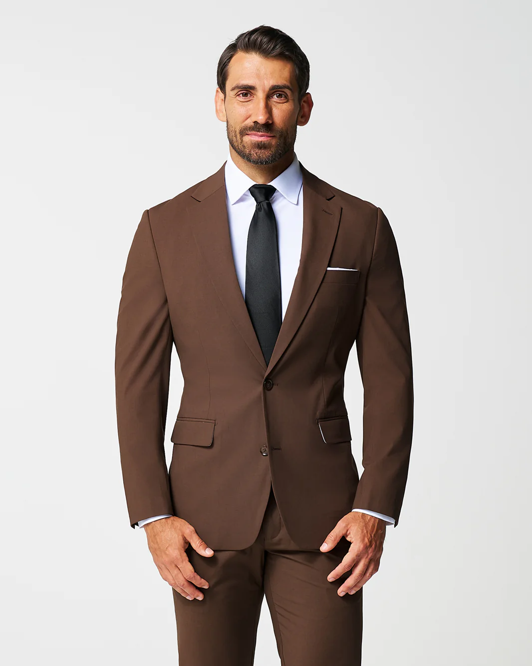 Athletic Fit Stretch Blazer - Lightweight Heathered Chocolate - Image 5