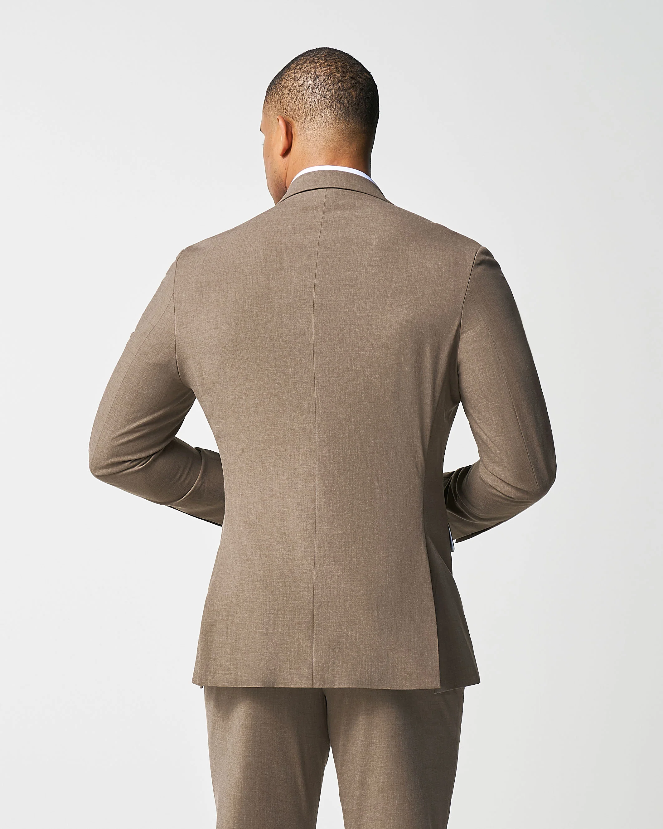 Athletic Fit Stretch Blazer - Lightweight Heathered Latte - Image 4