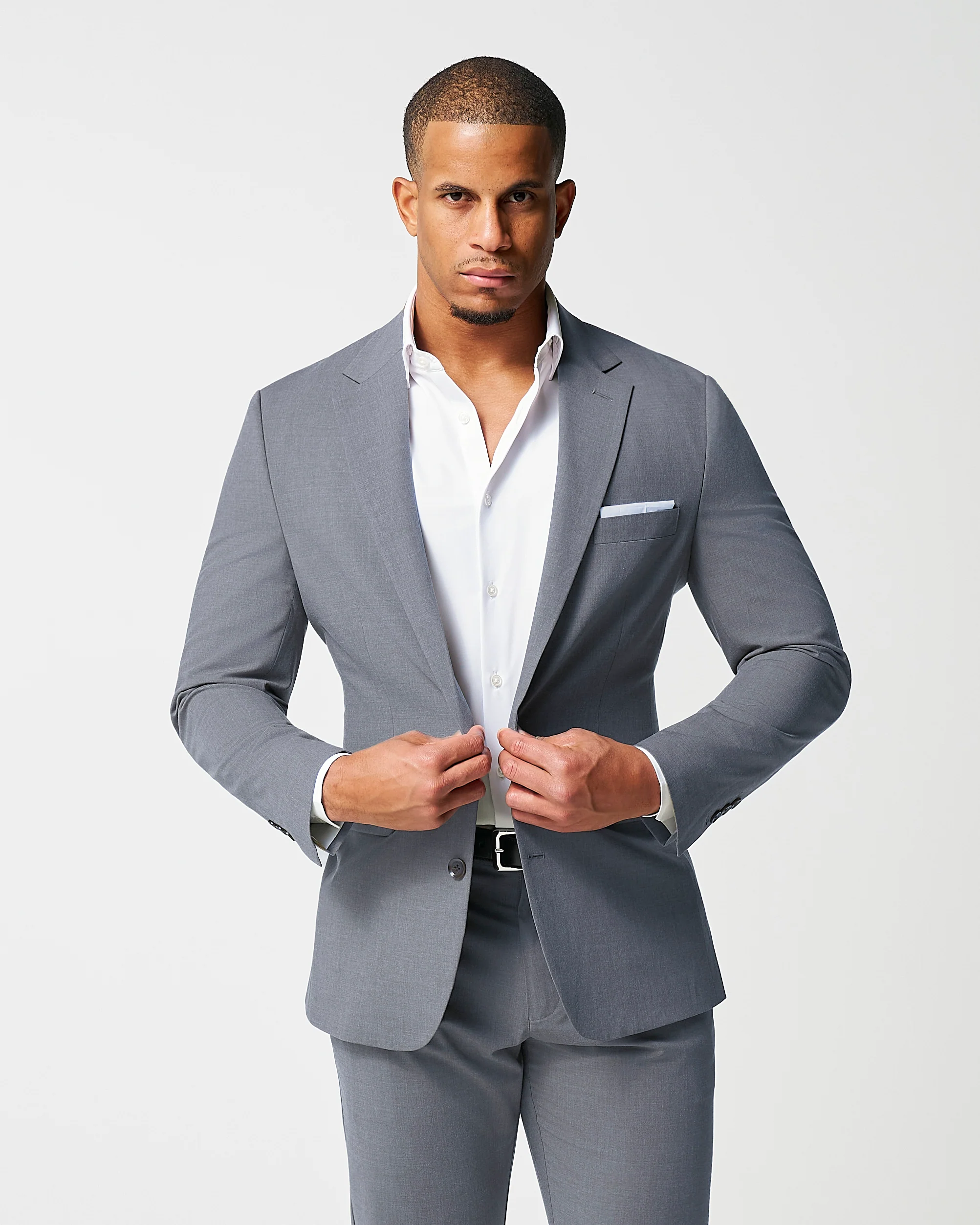 Athletic Fit Stretch Blazer - Lightweight Heathered Smoked Grey