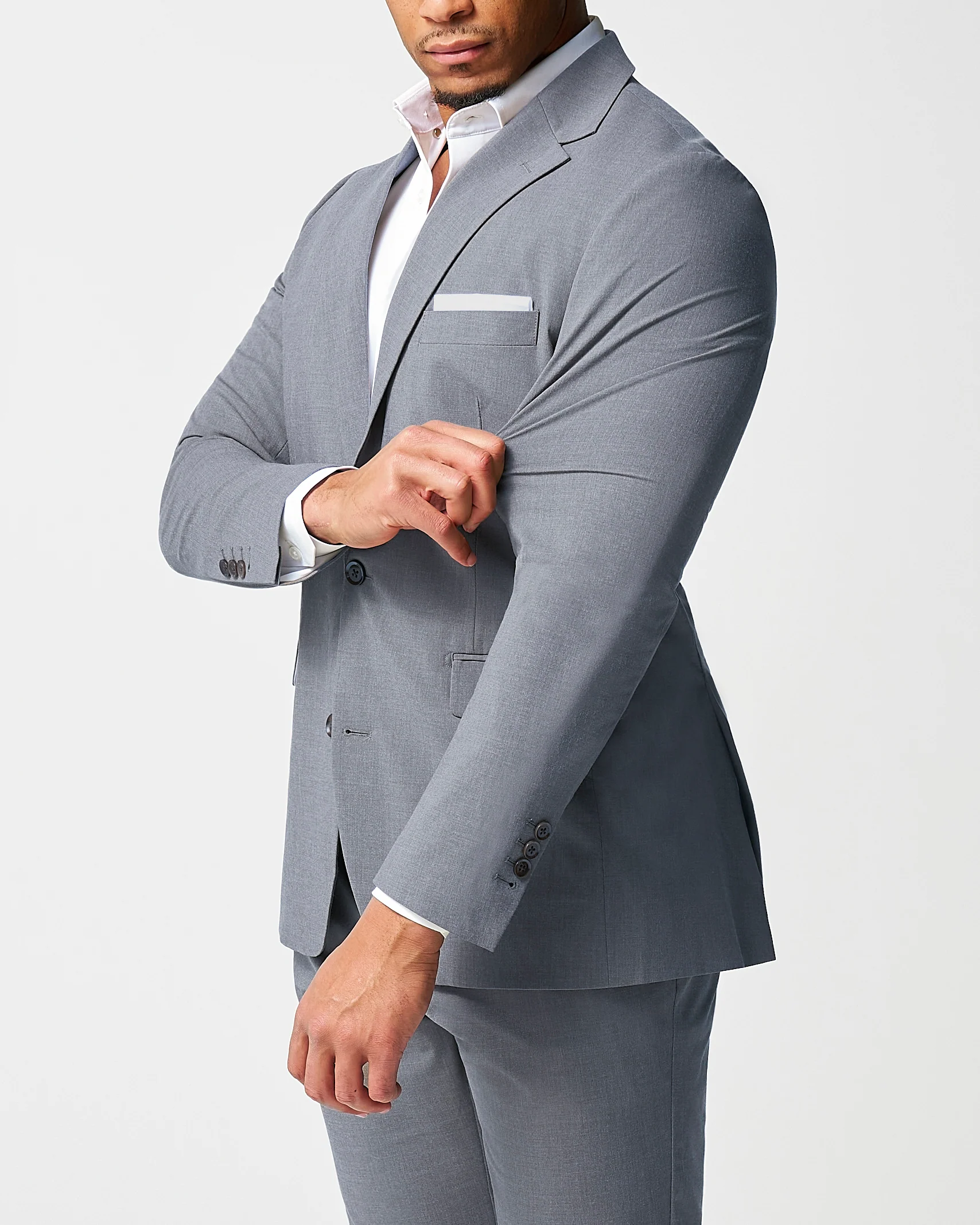 Athletic Fit Stretch Blazer - Lightweight Heathered Smoked Grey - Image 2