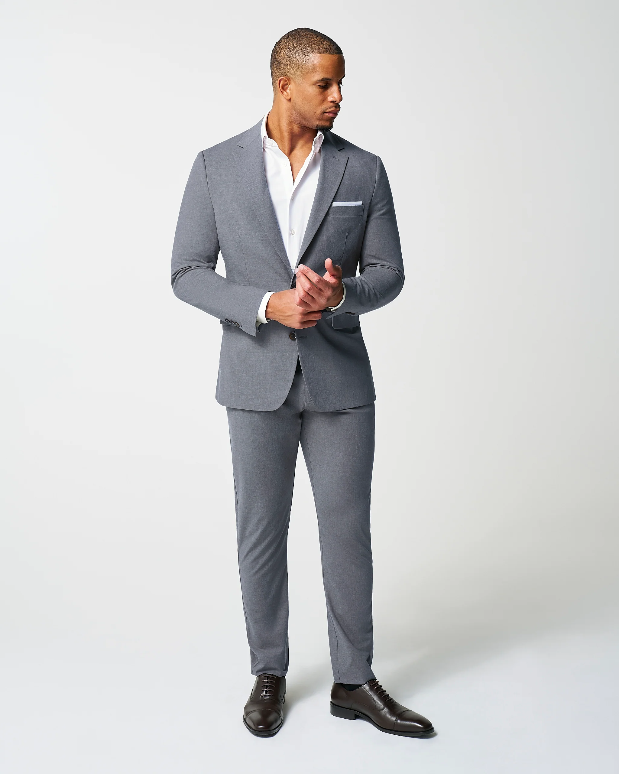 Athletic Fit Stretch Blazer - Lightweight Heathered Smoked Grey - Image 3