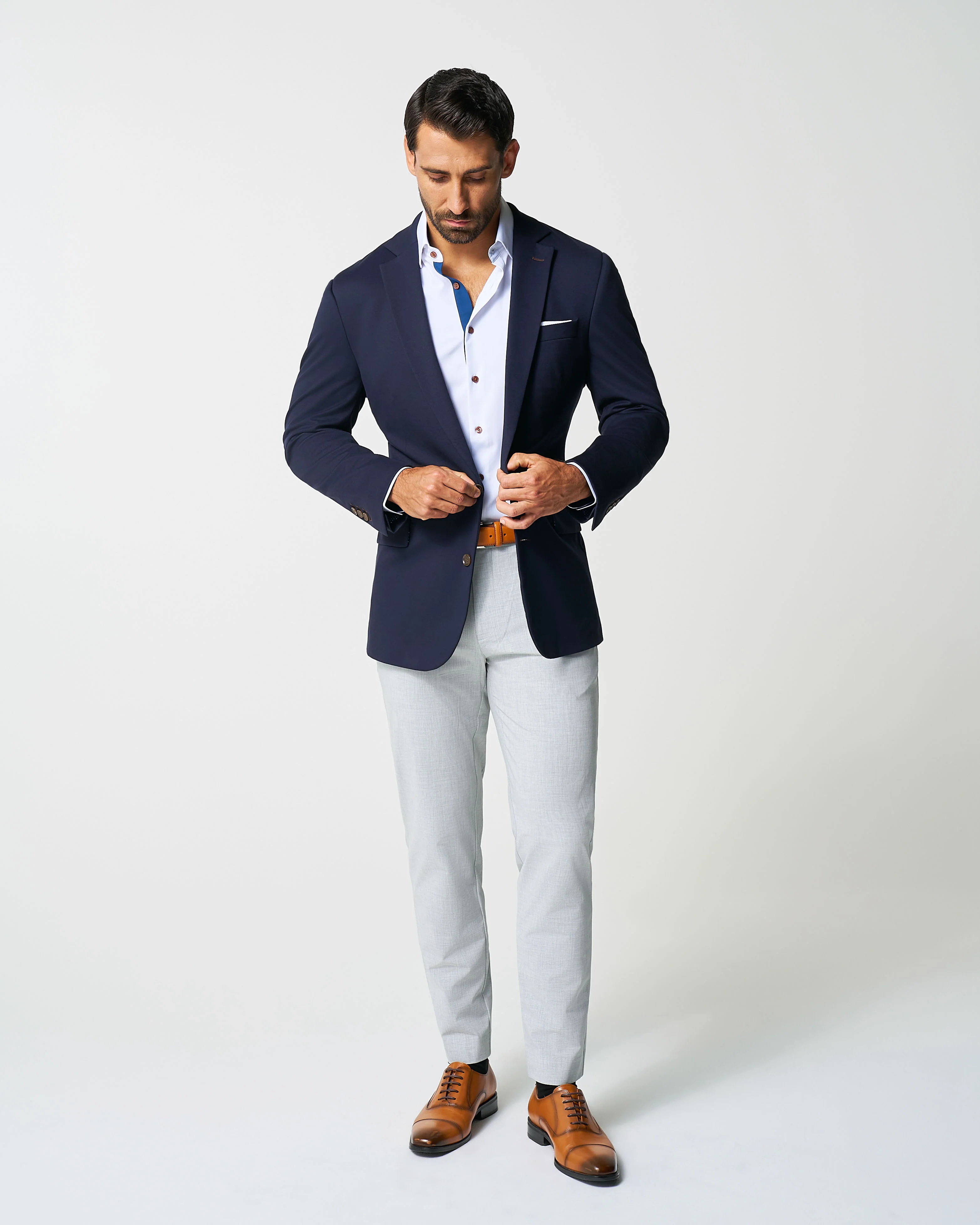 Athletic Fit Stretch Blazer - Navy - Image 6