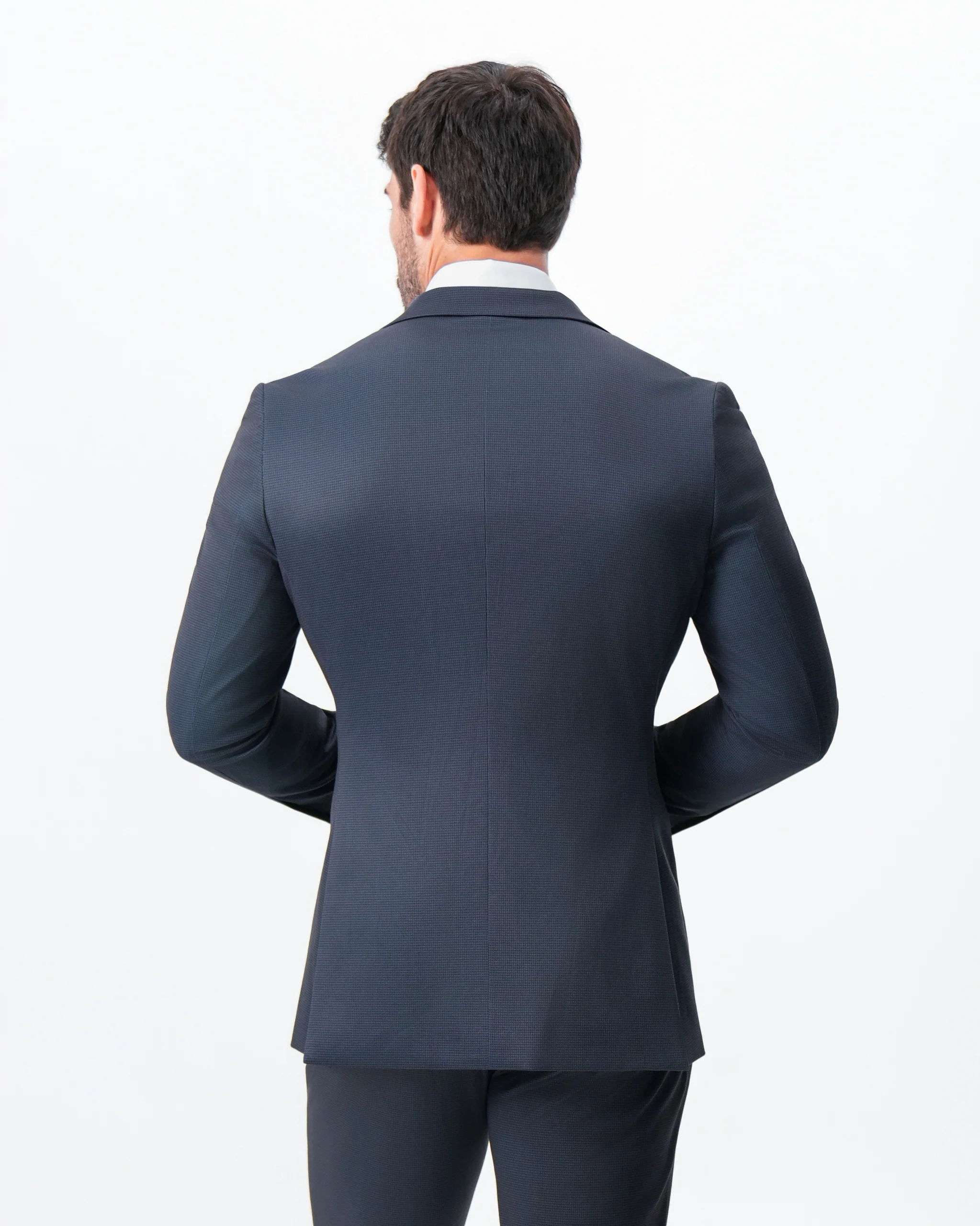 Athletic Fit Stretch Blazer - Navy & Black Mini Houndstooth - Image 5