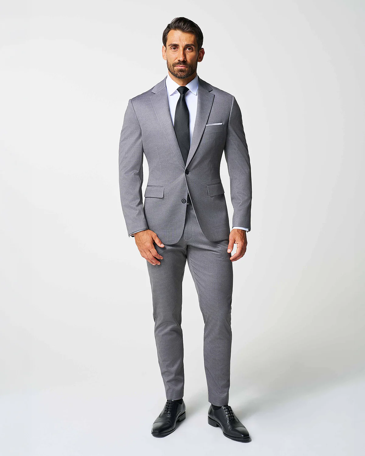 Athletic Fit Stretch Blazer - Shadow Grey Plaid - Image 3