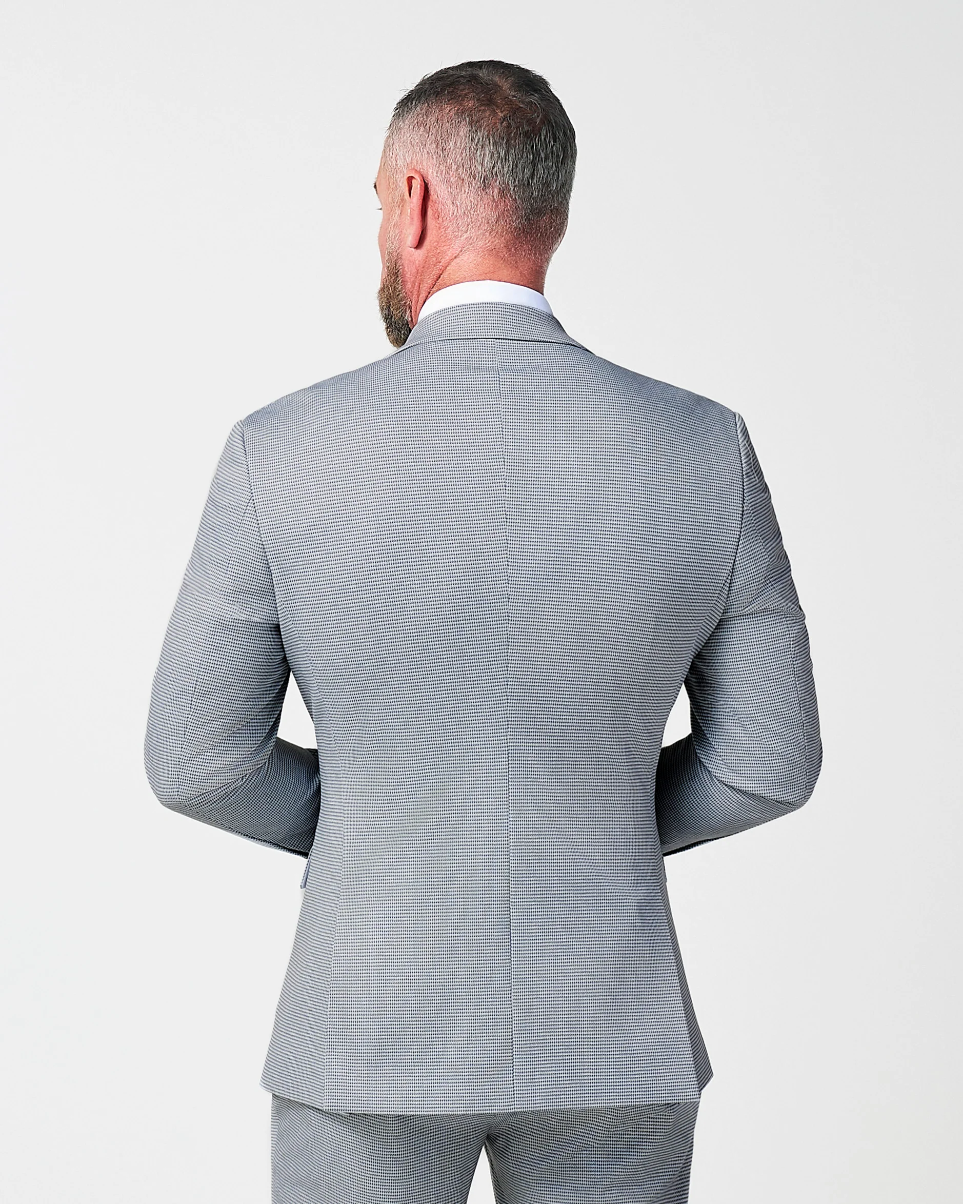 Athletic Fit Stretch Blazer - Slate Grey Houndstooth - Image 4