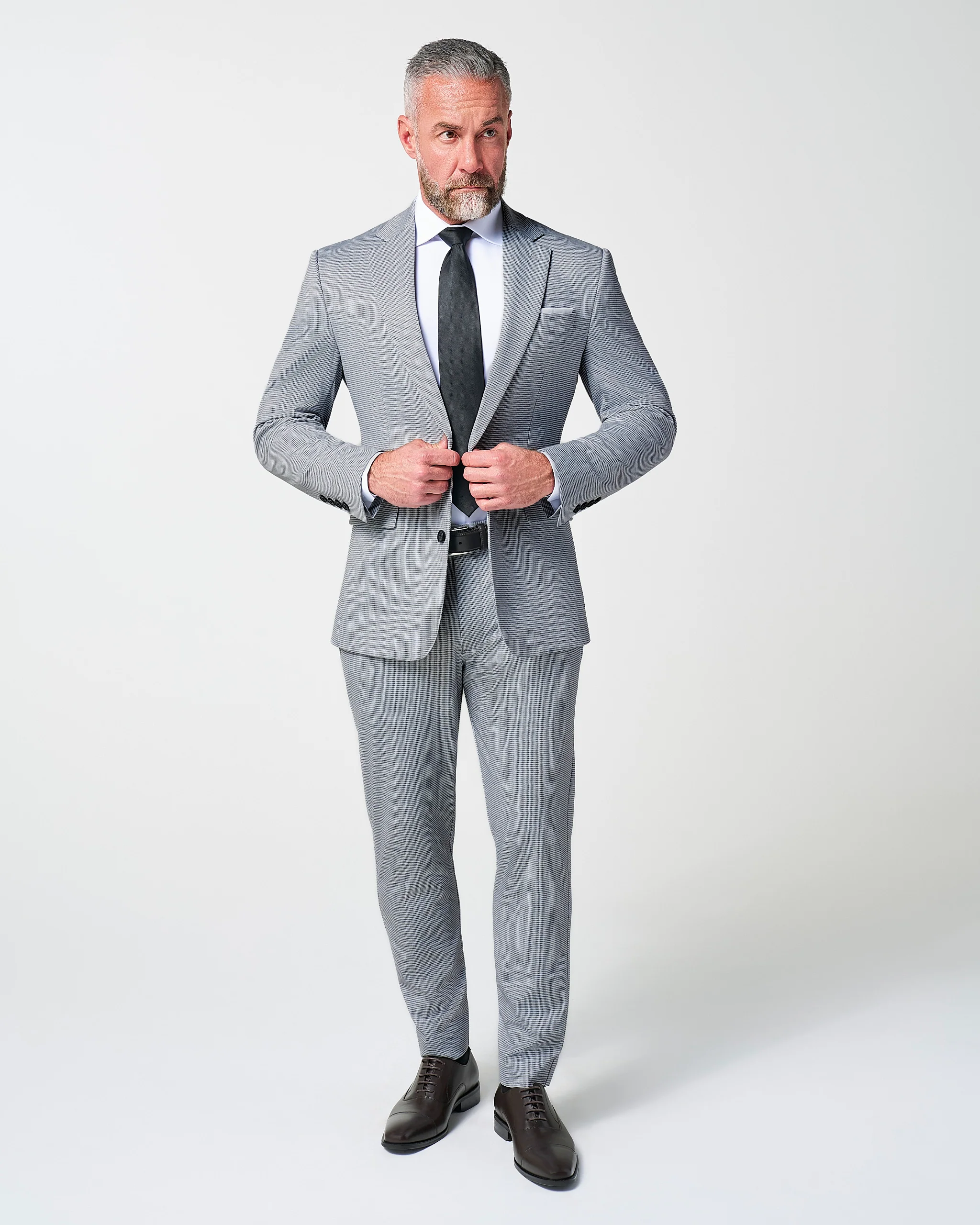 Athletic Fit Stretch Blazer - Slate Grey Houndstooth - Image 5