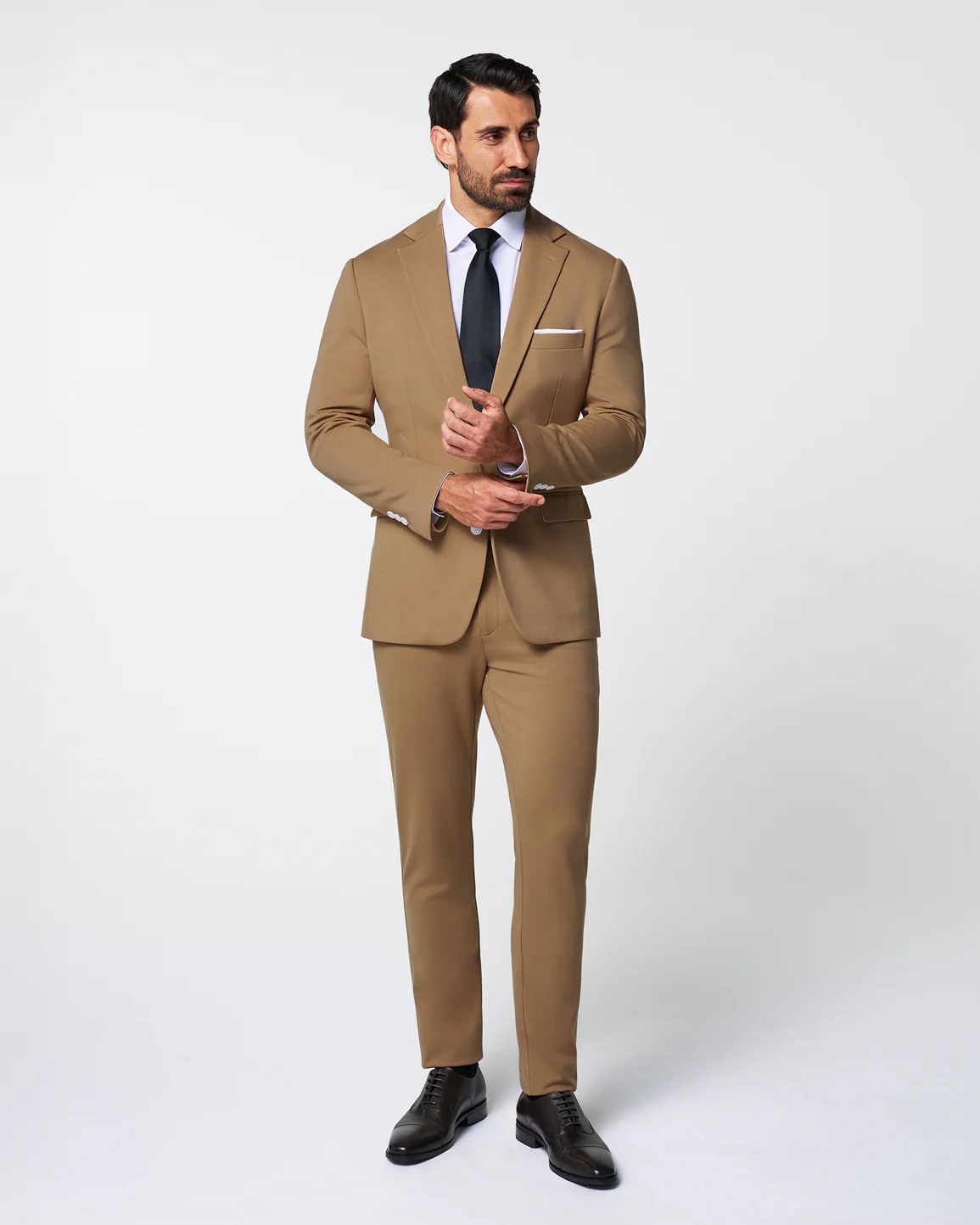 Athletic Fit Stretch Blazer - Solid Dark Tan - Image 5