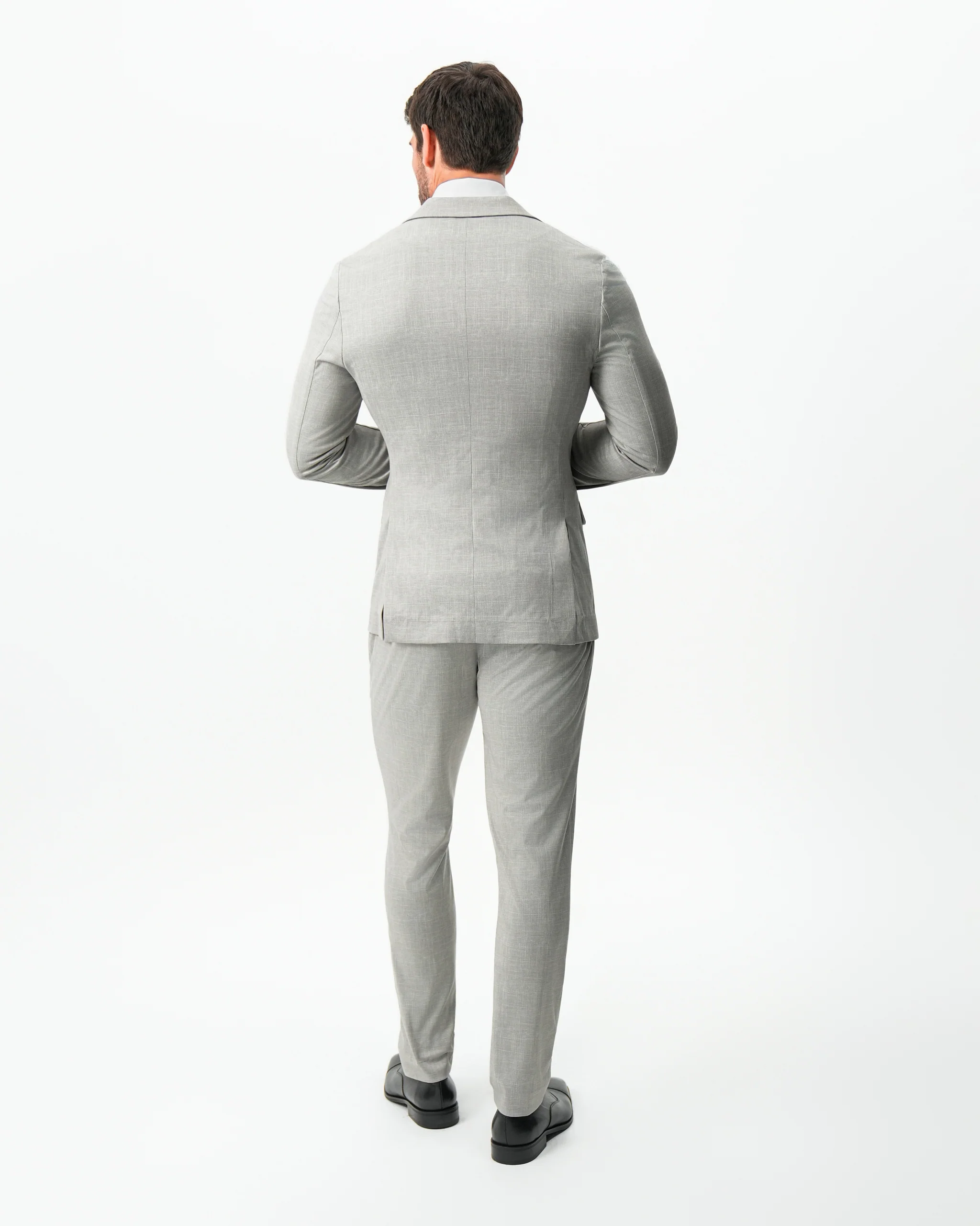 Athletic Fit Stretch Blazer - Unstructured Stone Crosshatch - Image 4
