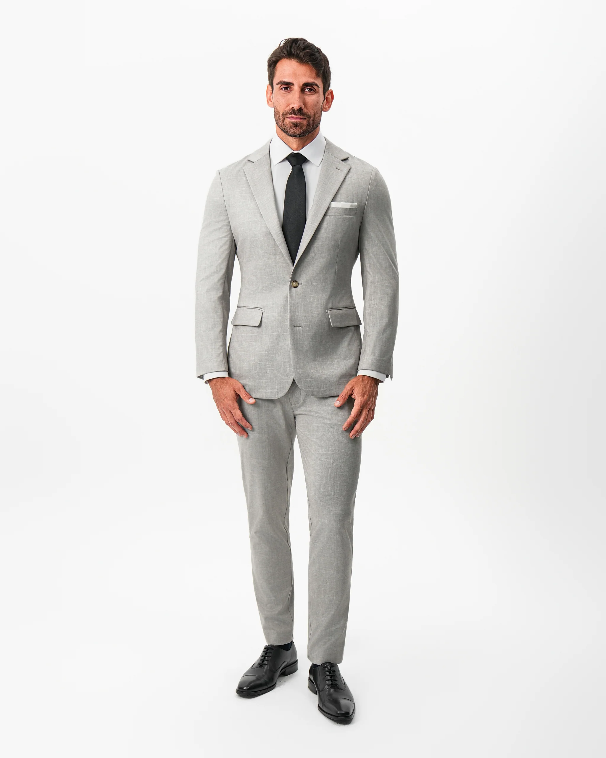 Athletic Fit Stretch Blazer - Unstructured Stone Crosshatch - Image 6