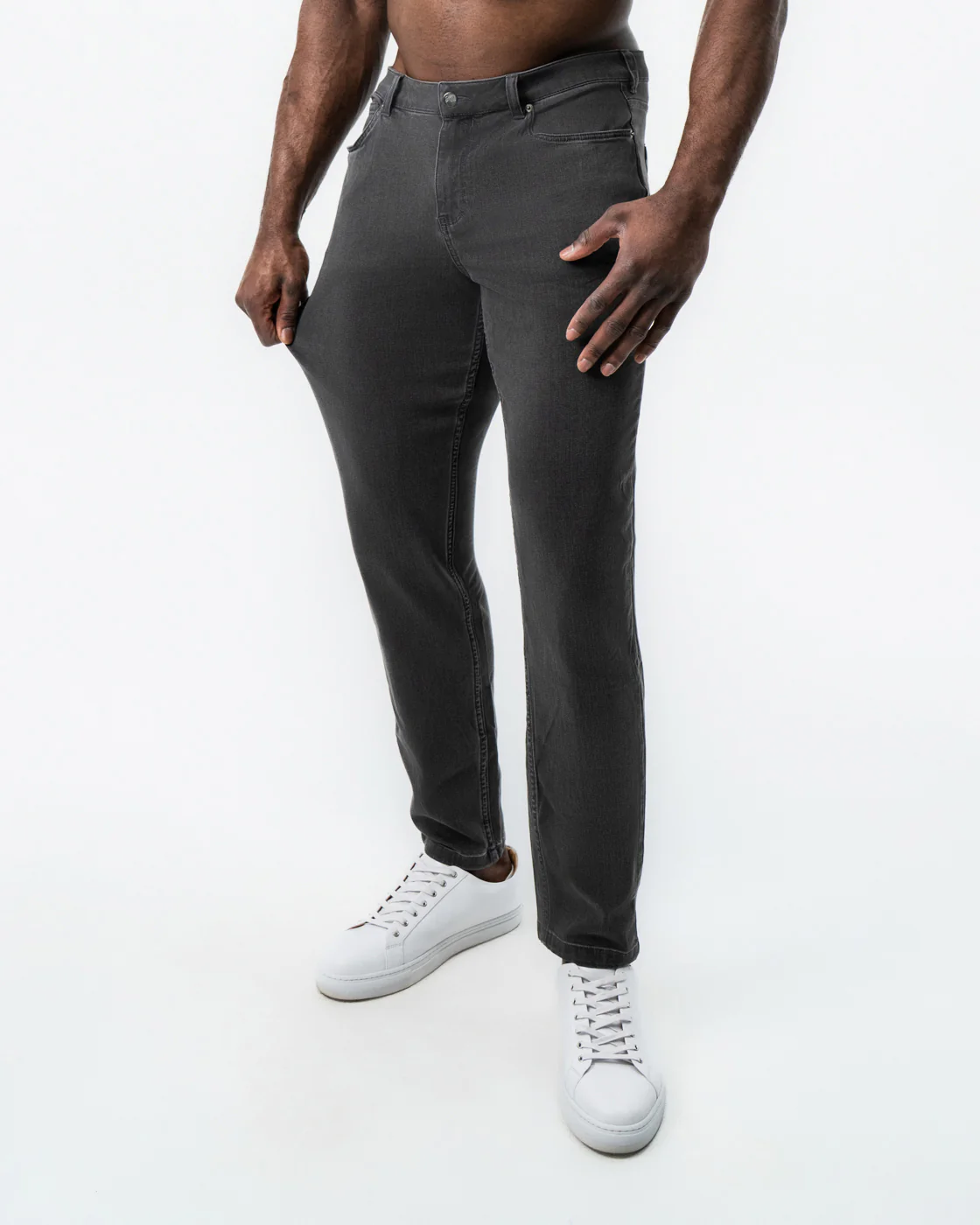 Athletic Fit Stretch Jeans - Charcoal - Image 2