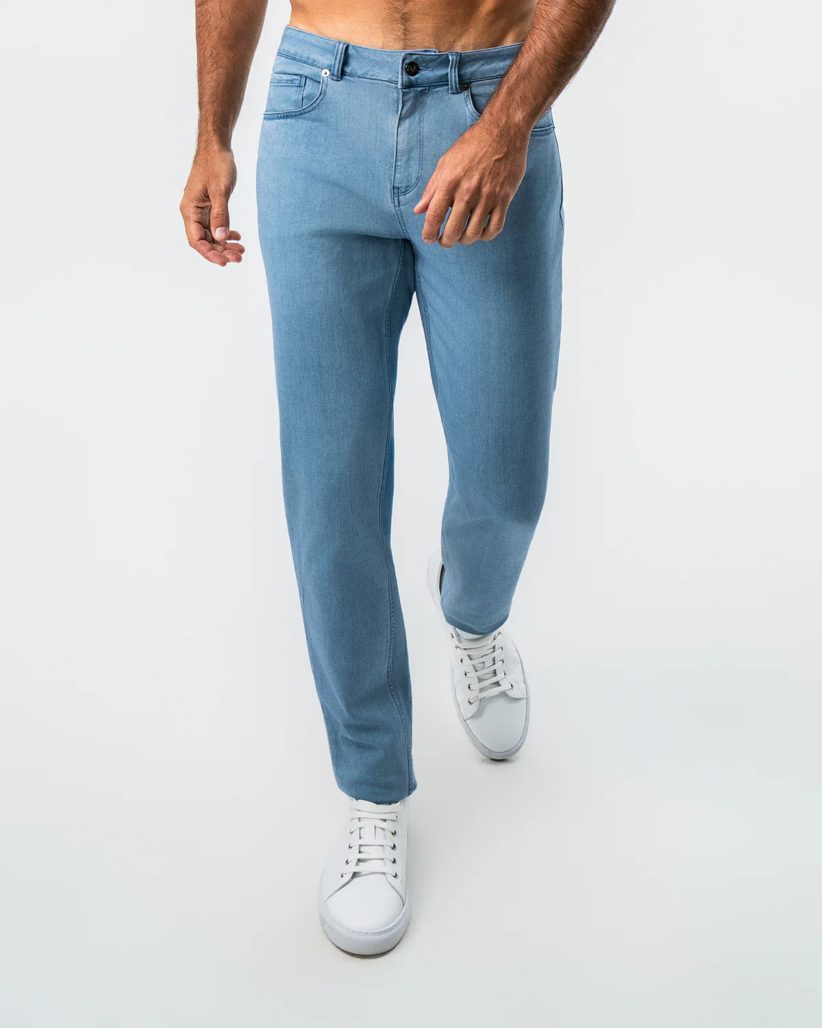Athletic Fit Stretch Jeans - Light Blue - Image 3
