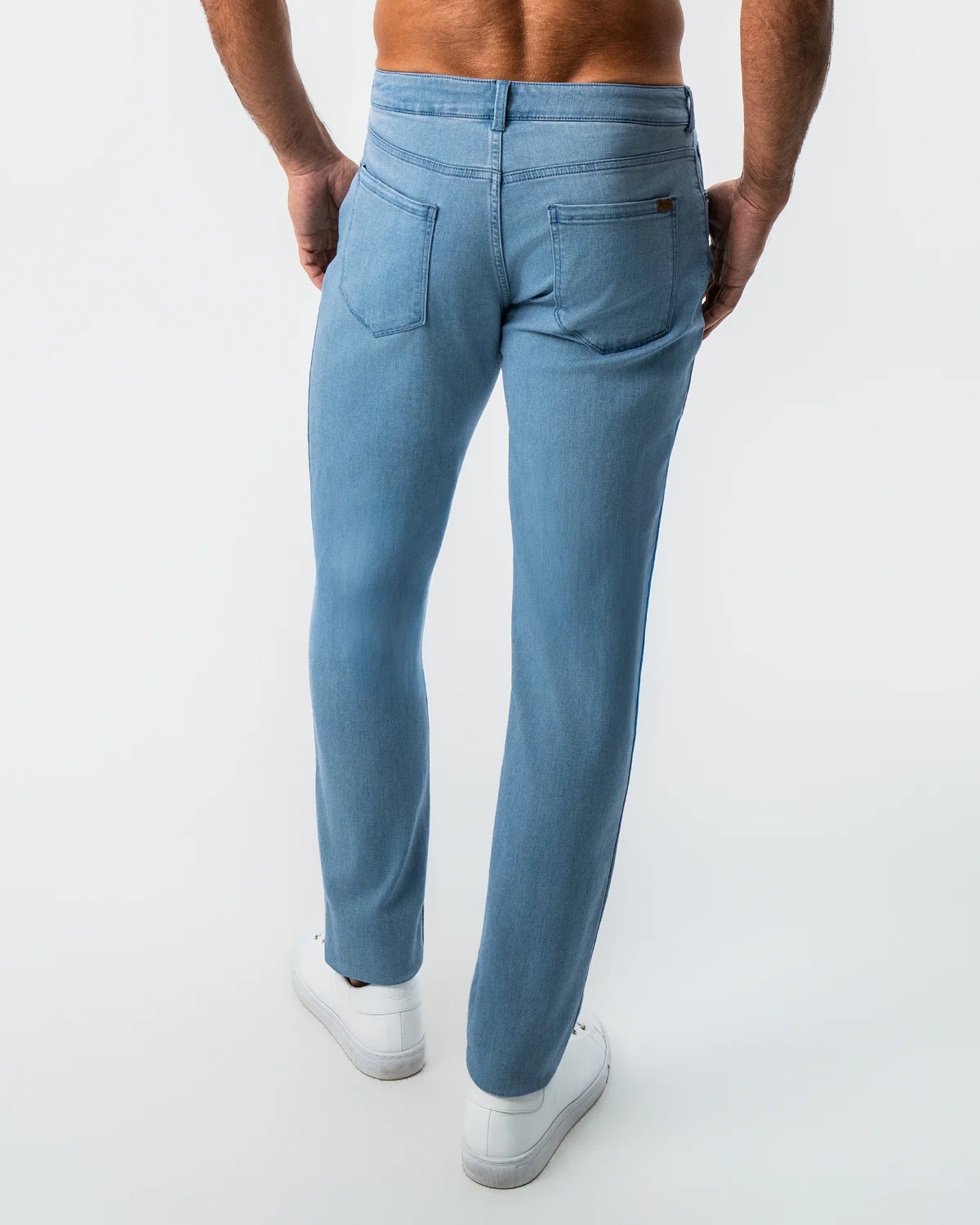 Athletic Fit Stretch Jeans - Light Blue - Image 4