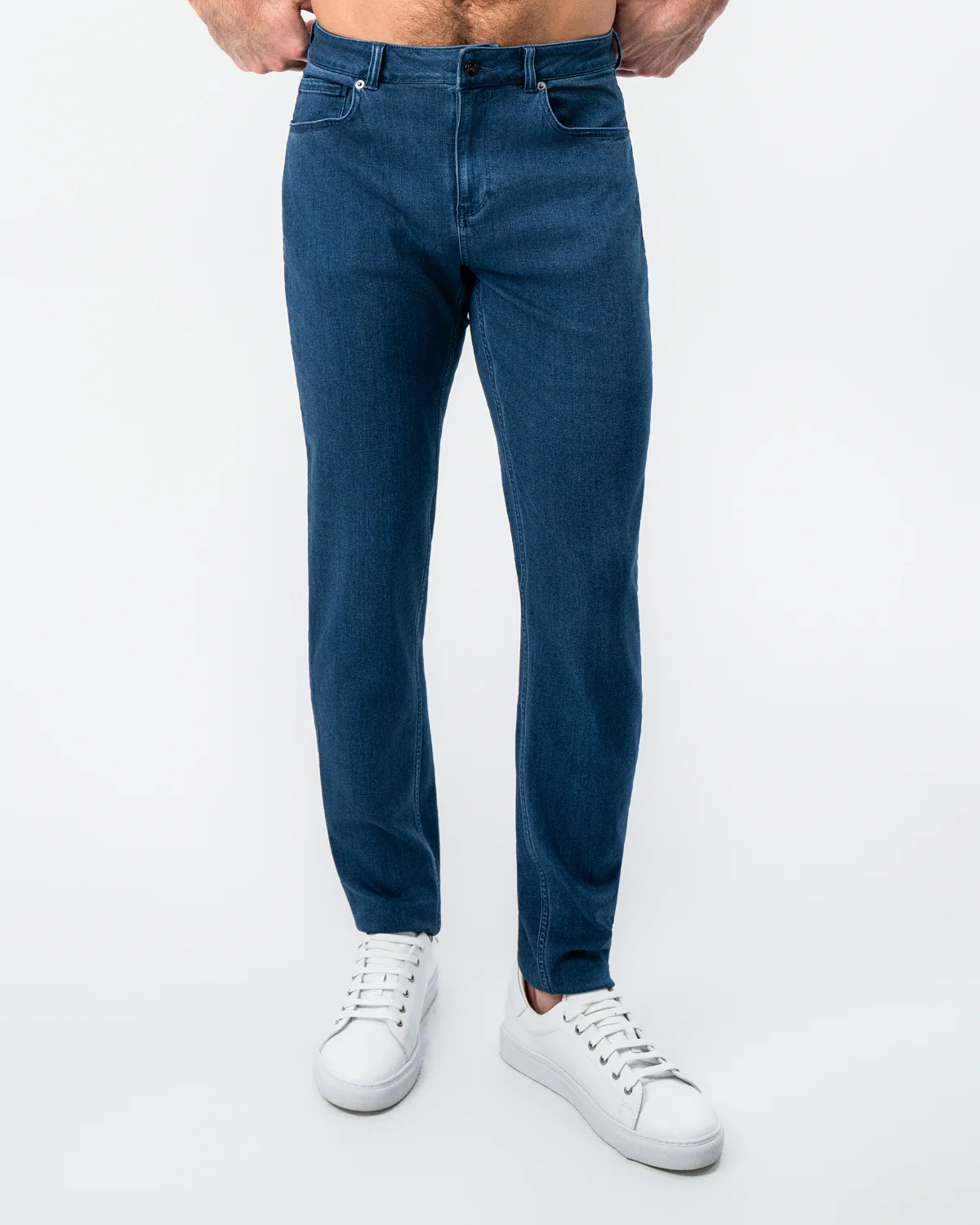Athletic Fit Stretch Jeans - Mid Blue - Image 6