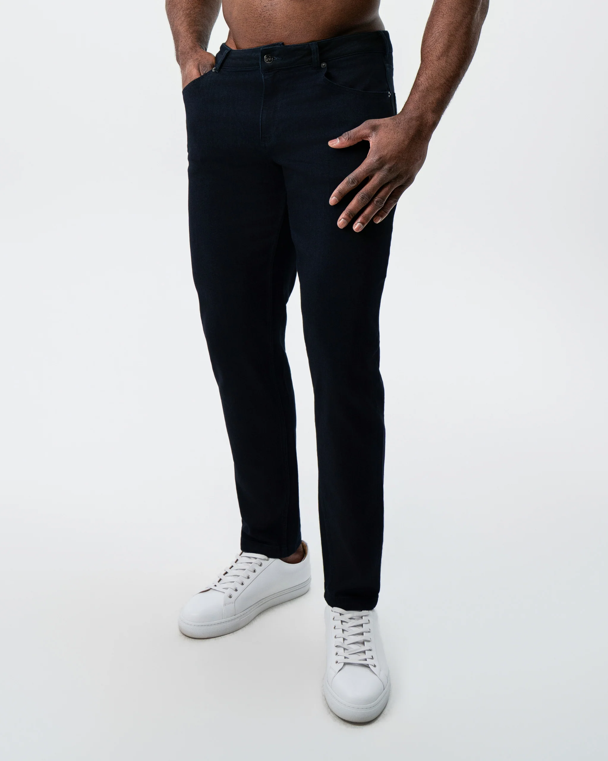 Athletic Fit Stretch Jeans - Navy - Image 4